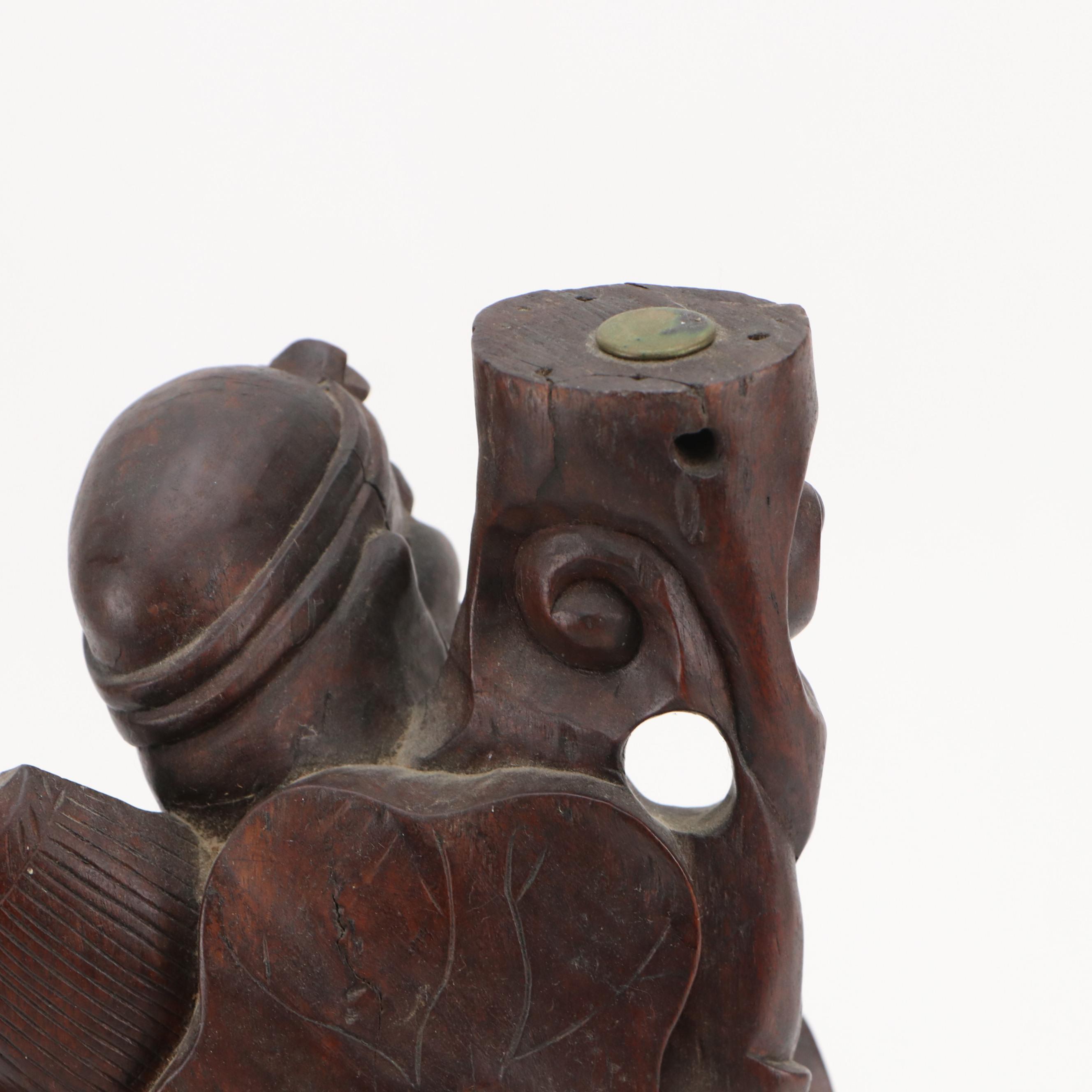 Pair of Chinese Carved Rootwood Figure Table Lamp Bases