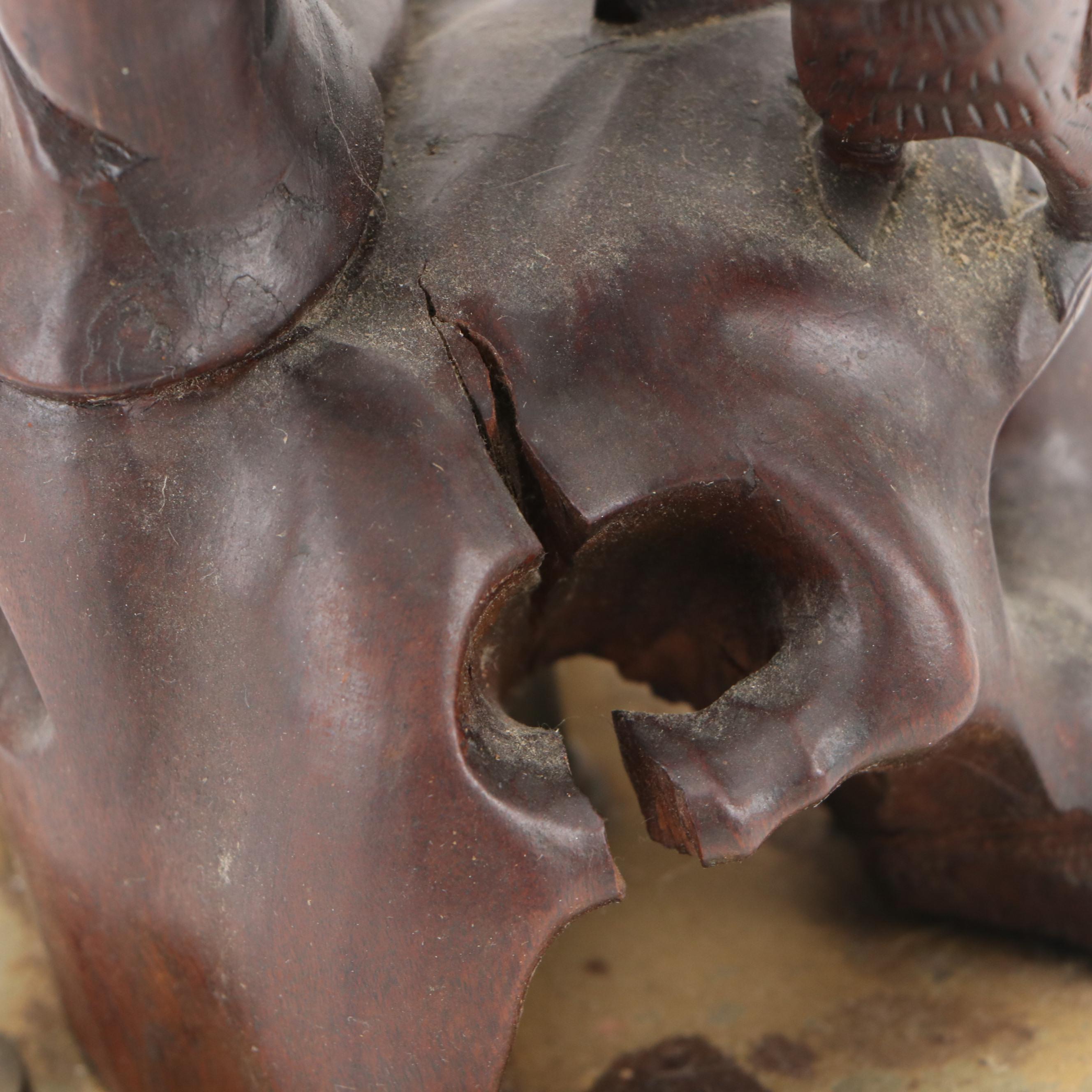 Pair of Chinese Carved Rootwood Figure Table Lamp Bases