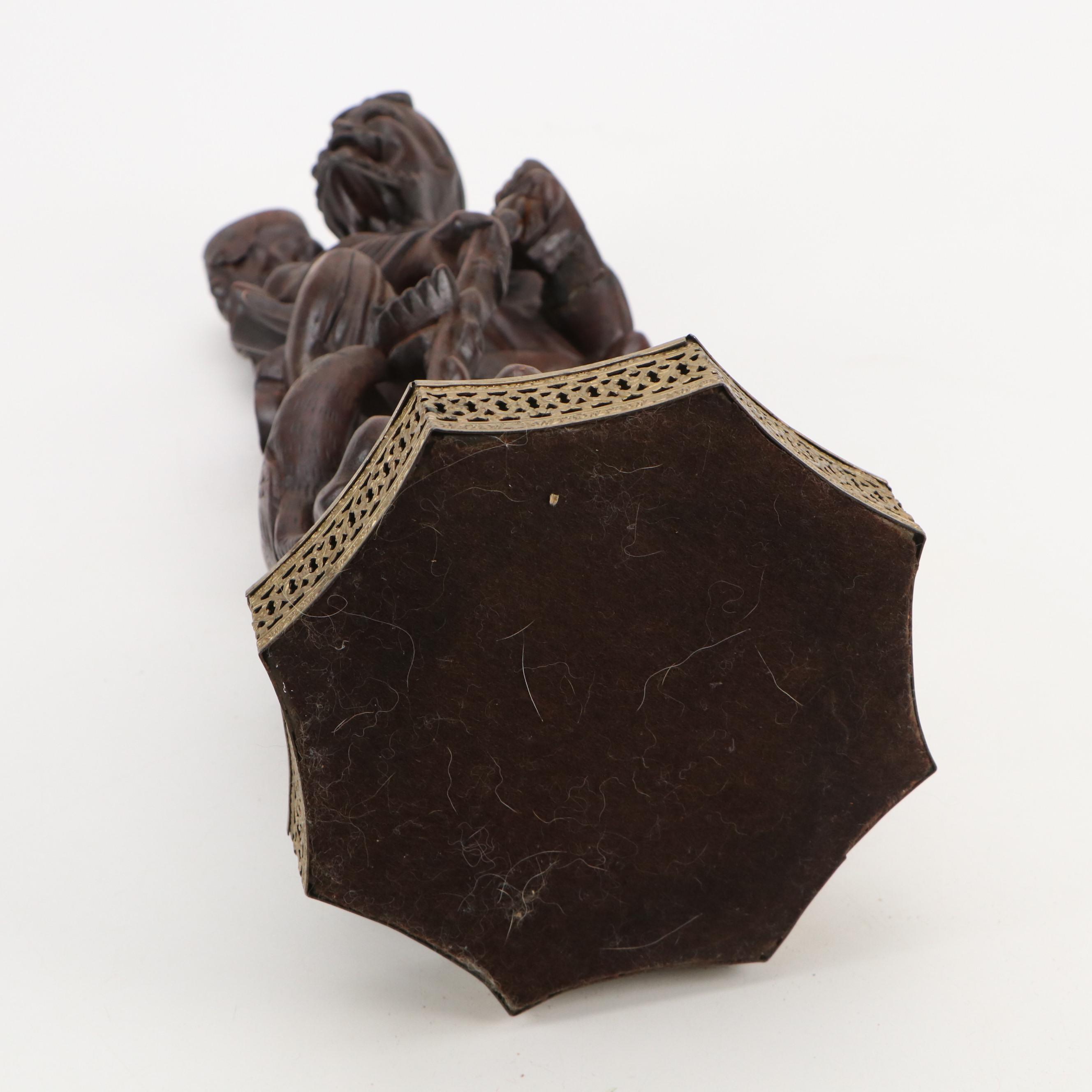 Pair of Chinese Carved Rootwood Figure Table Lamp Bases