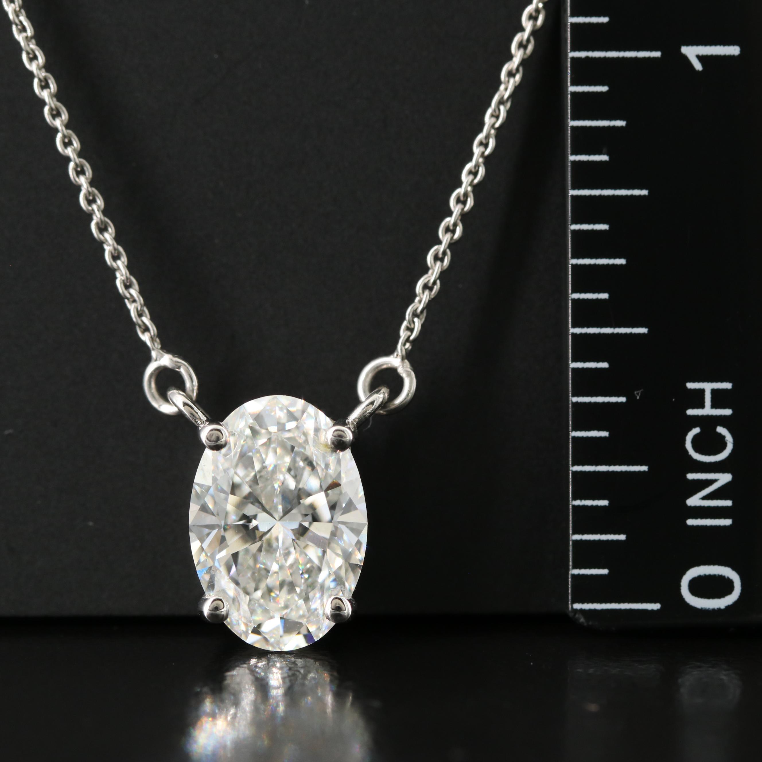 Platinum 3.05 CT Lab Grown Diamond Solitaire Necklace with IGI Report
