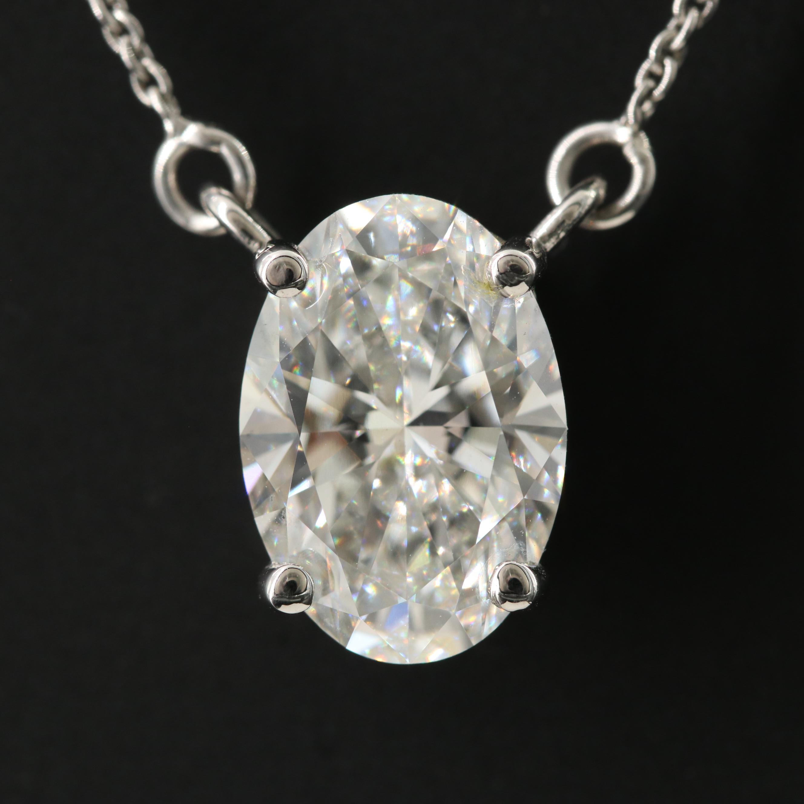 Platinum 3.05 CT Lab Grown Diamond Solitaire Necklace with IGI Report
