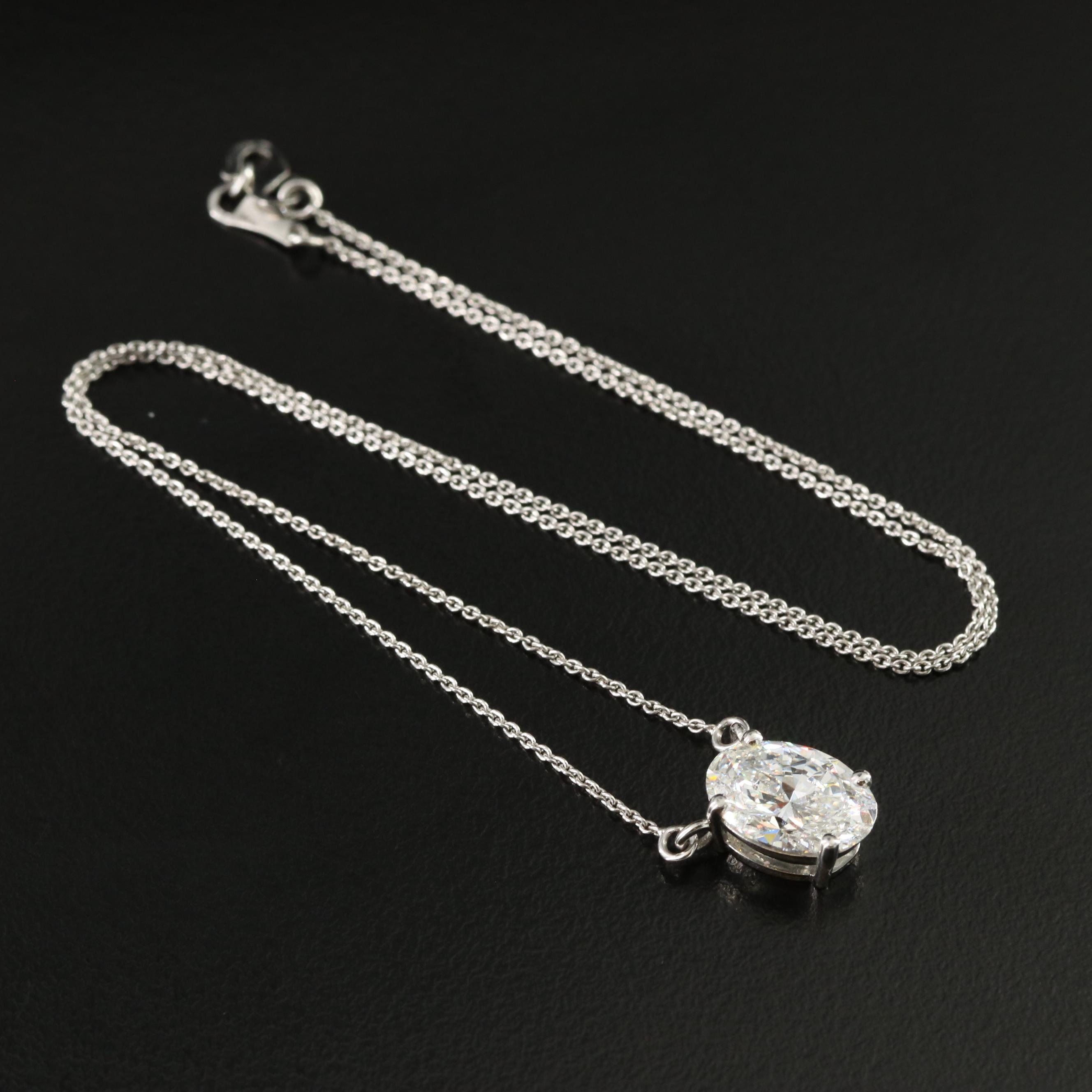 Platinum 3.05 CT Lab Grown Diamond Solitaire Necklace with IGI Report