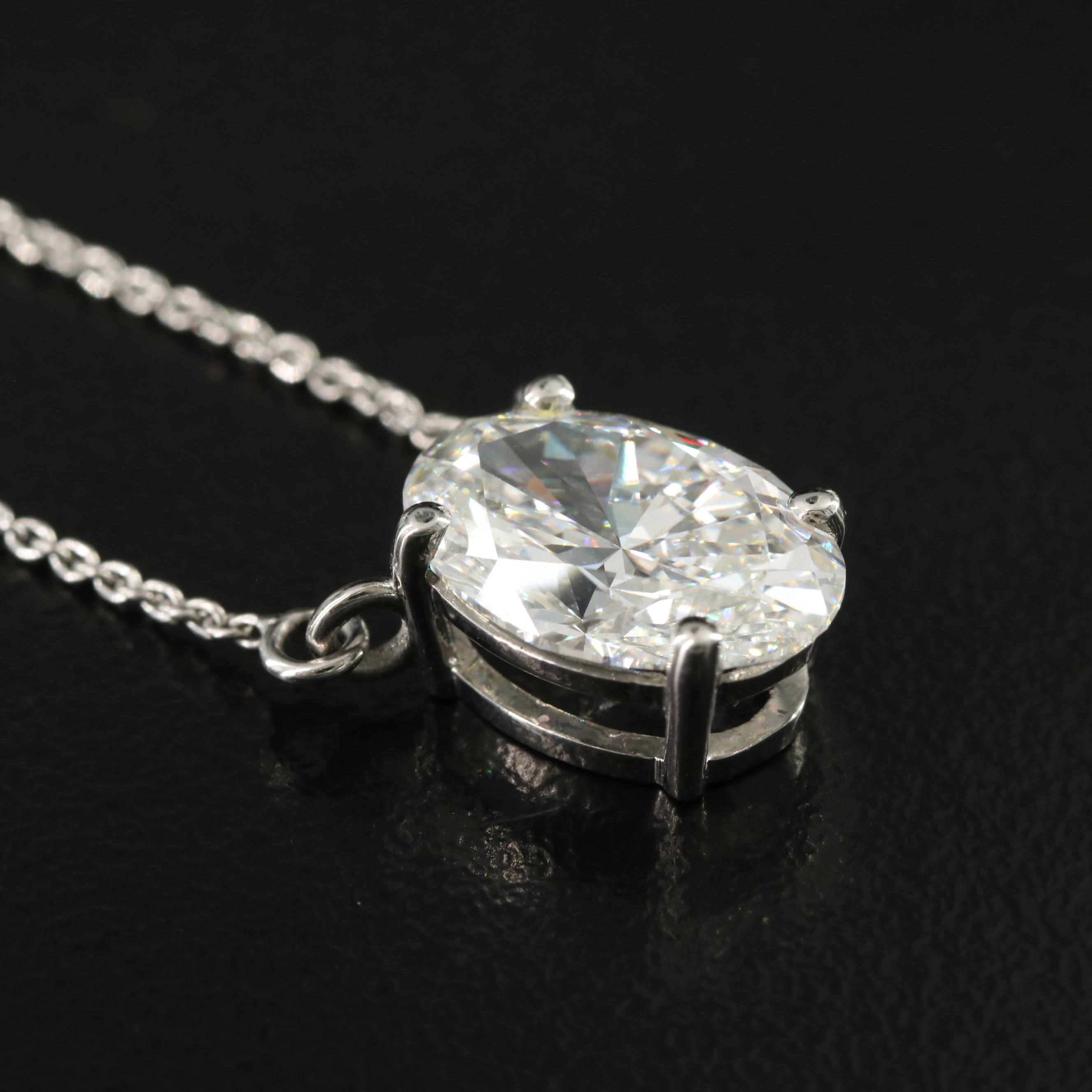 Platinum 3.05 CT Lab Grown Diamond Solitaire Necklace with IGI Report