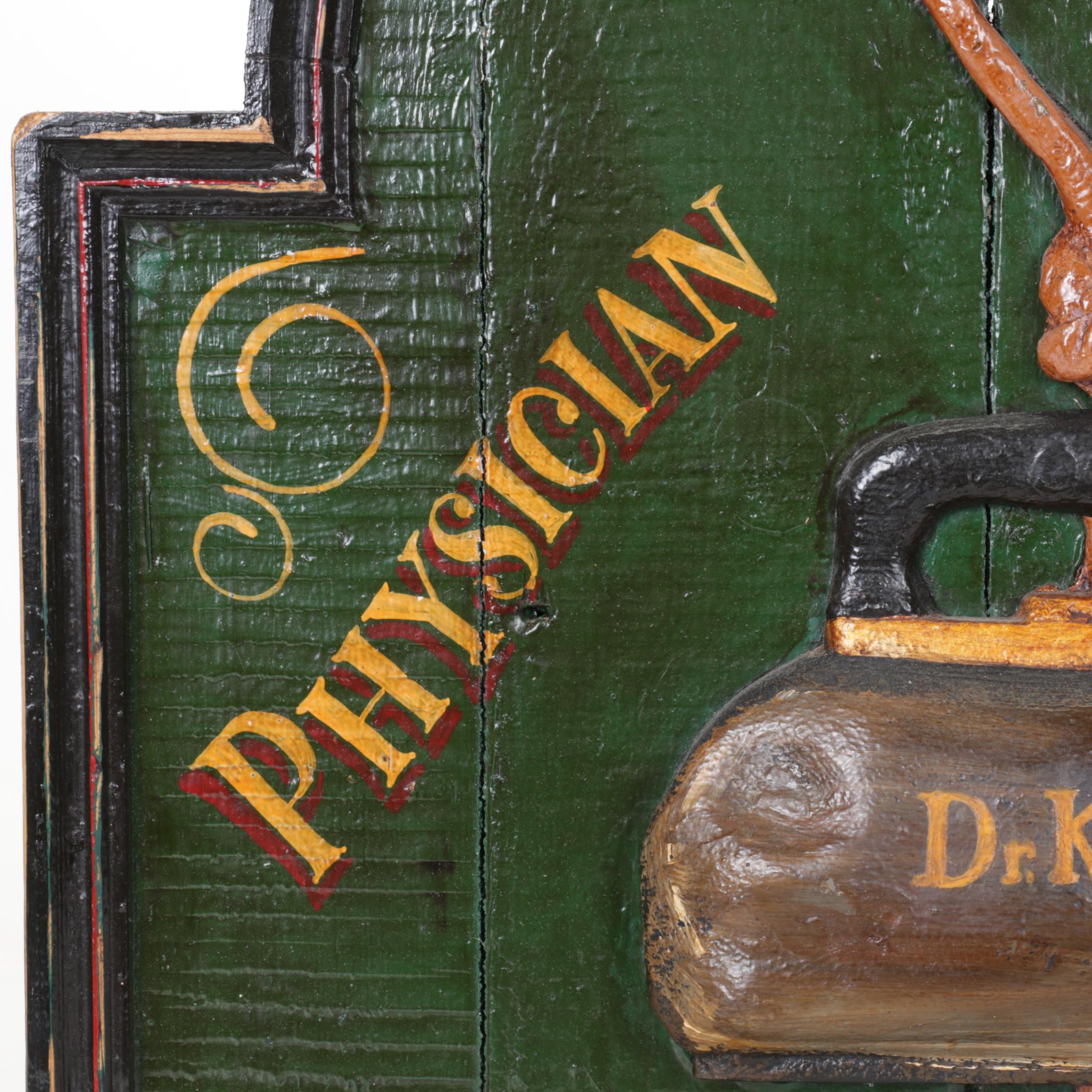 Hand-Painted "Dr. Kohl" Surgeon's Office Sign, Early to Mid 20th C. Style