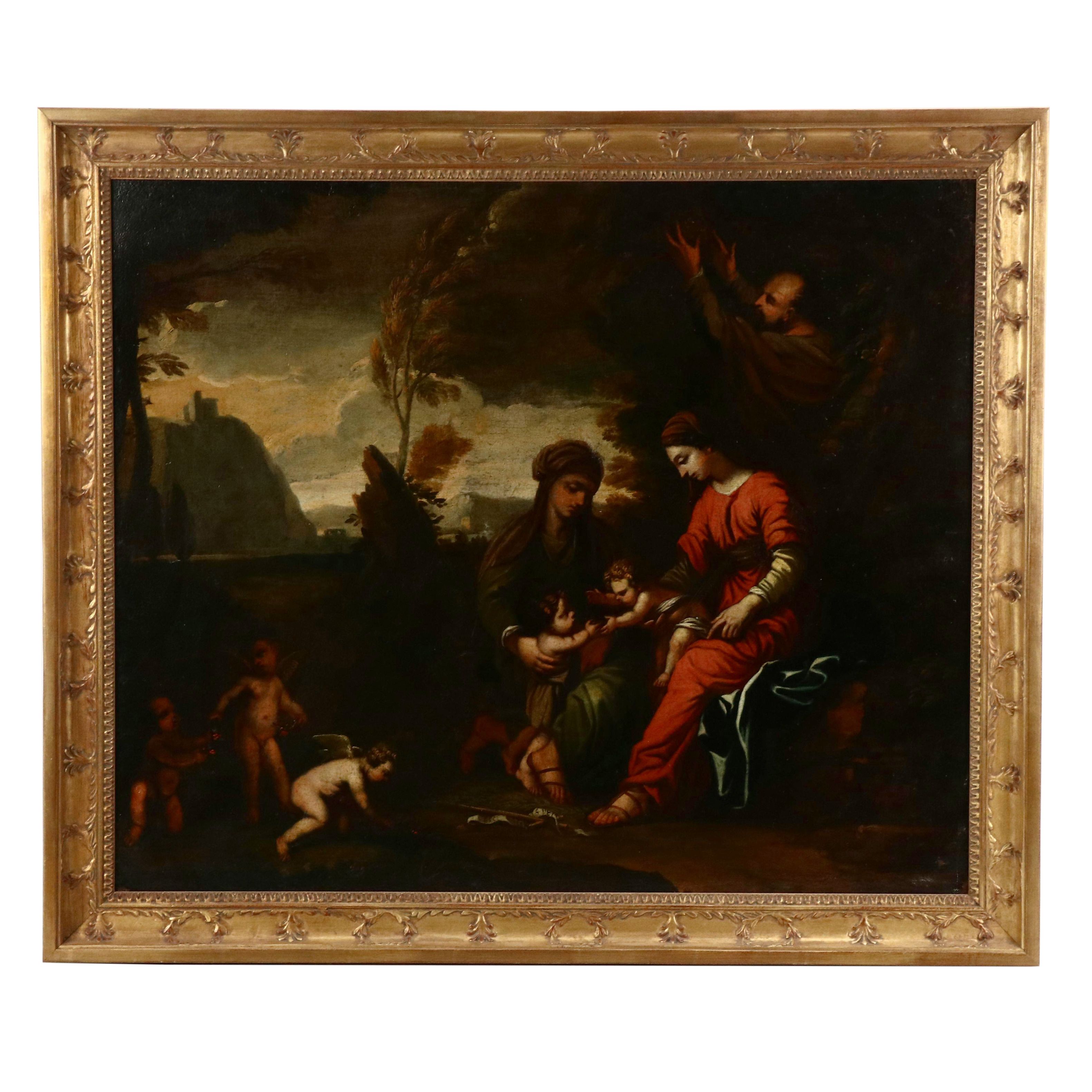 In the Manner of Reynaud Levieux Oil Painting "The Holy Family..."