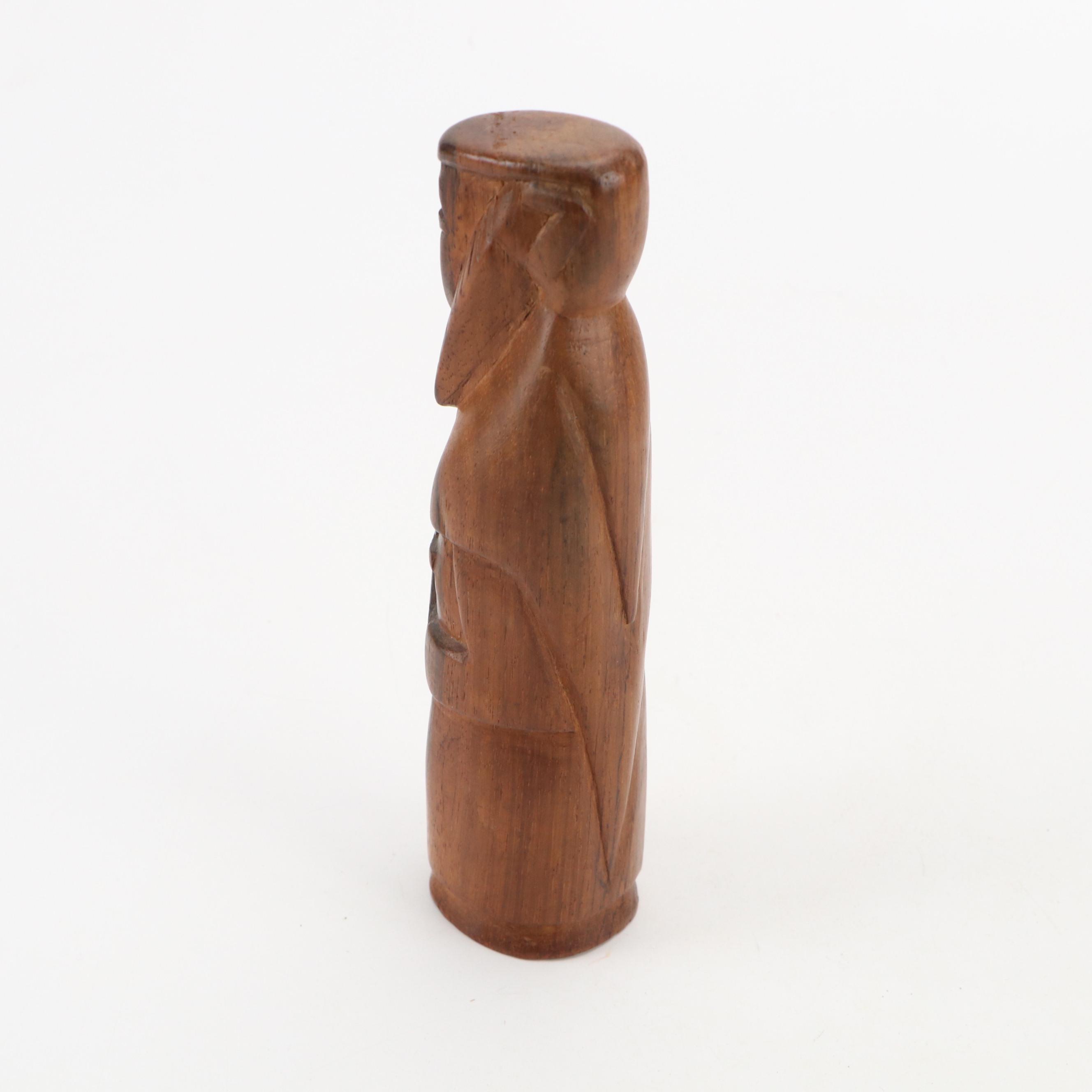 Mexican Folk Art Style Hand-Carved Wooden Monks