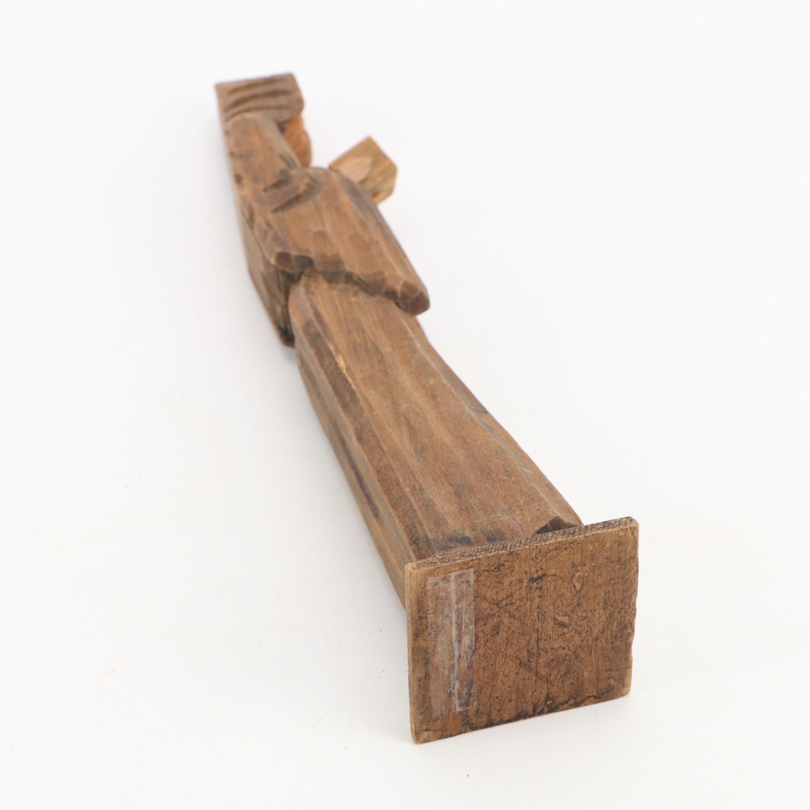 Mexican Folk Art Style Hand-Carved Wooden Monks