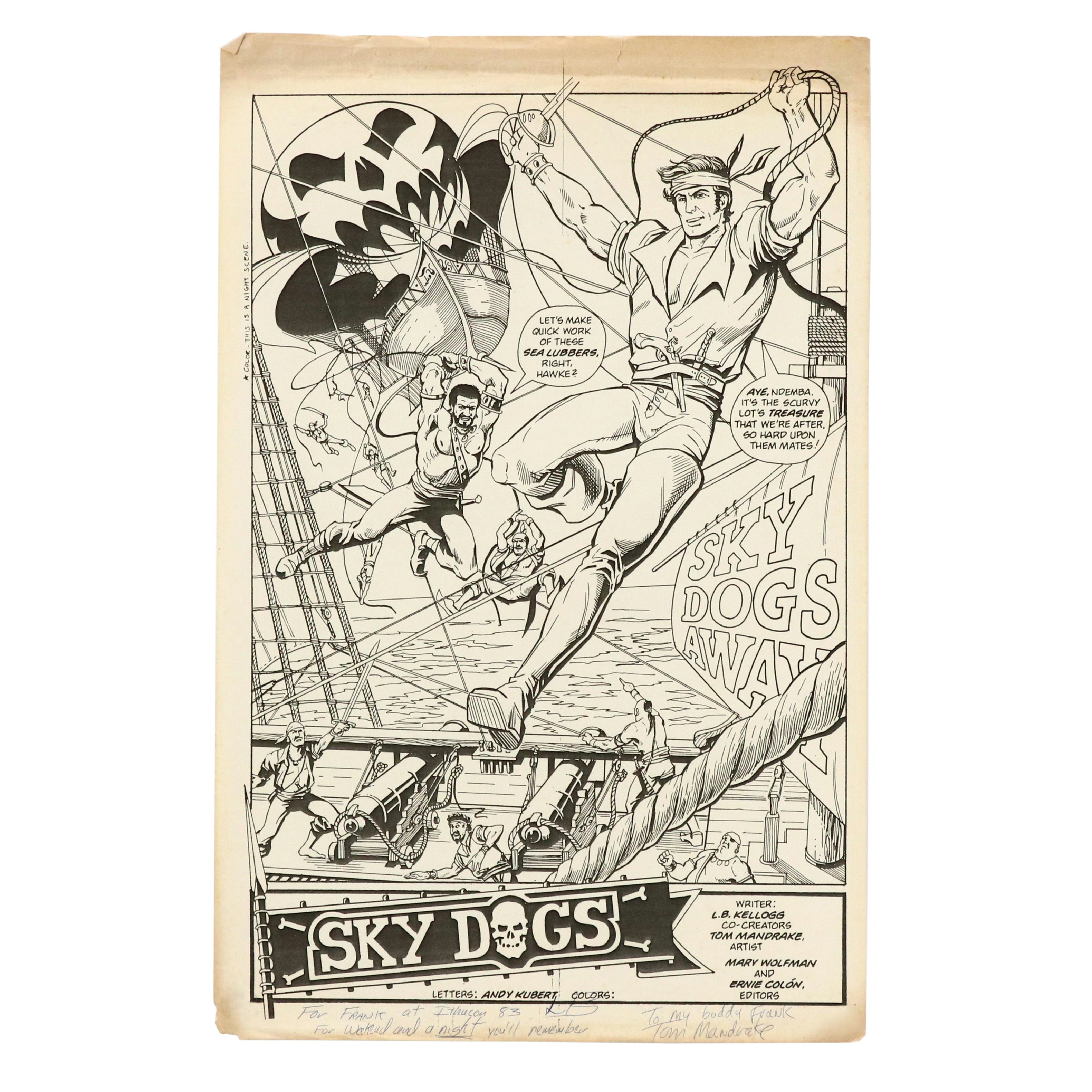 Tom Mandrake First Issue Comic Page "Sky Dogs," 1983