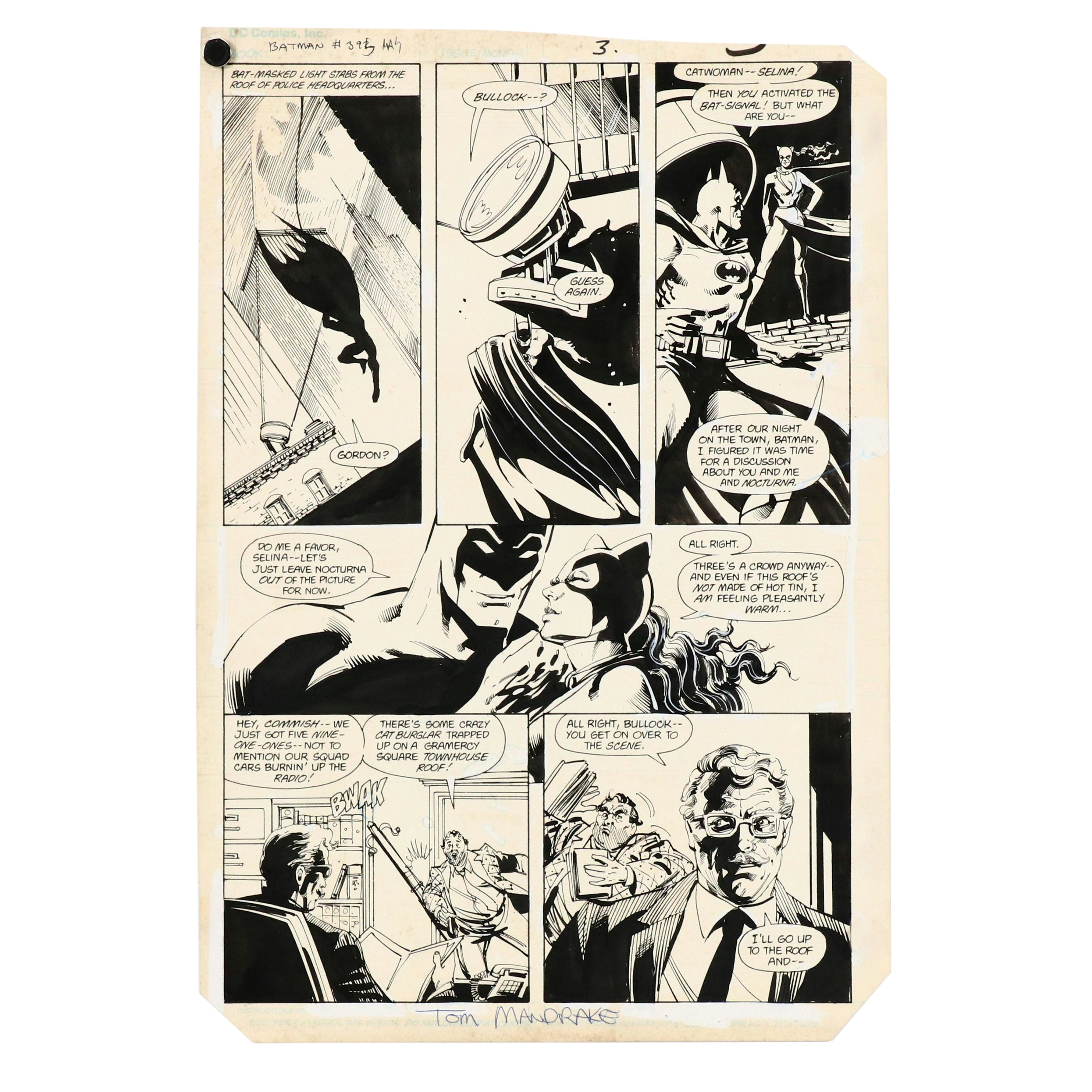 Tom Mandrake Pen and Ink Comic Page Spread for "Batman" Issue #395