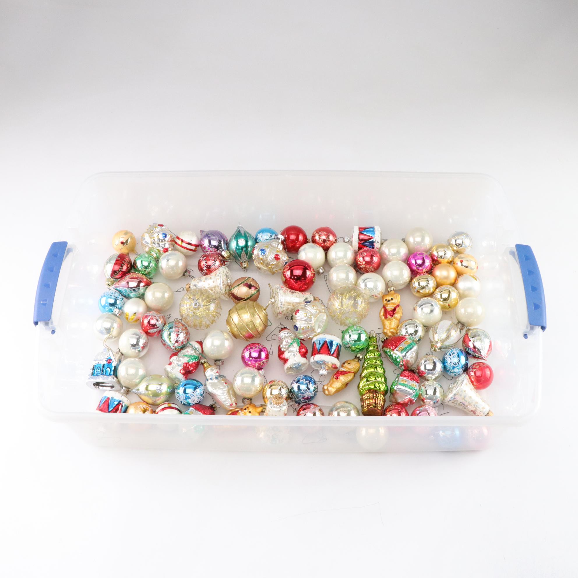 German & Italian Hand-Blown Old World Glass & Glitter Christmas Ornaments