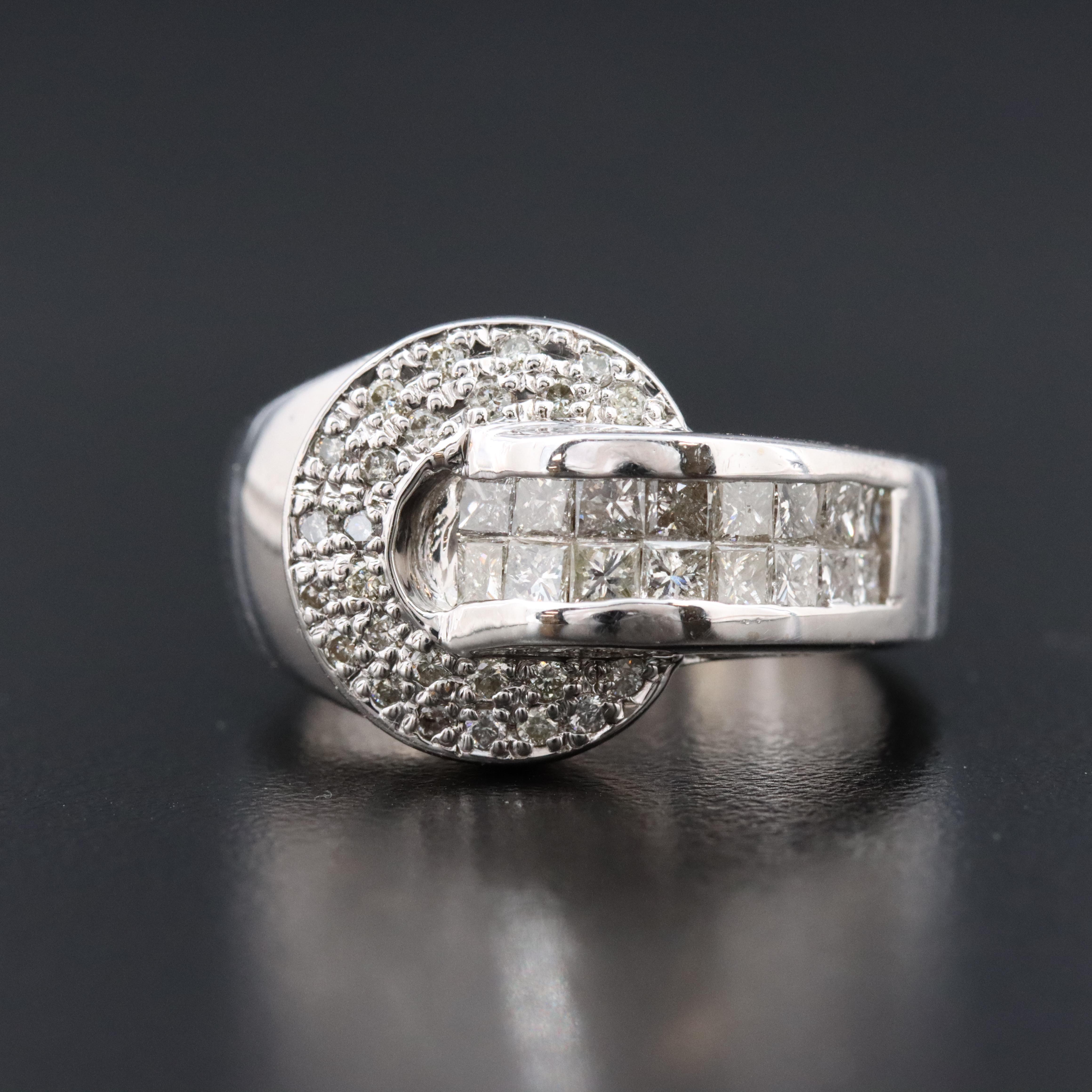 14K 0.96 CTW Diamond Interlocking Loop Ring