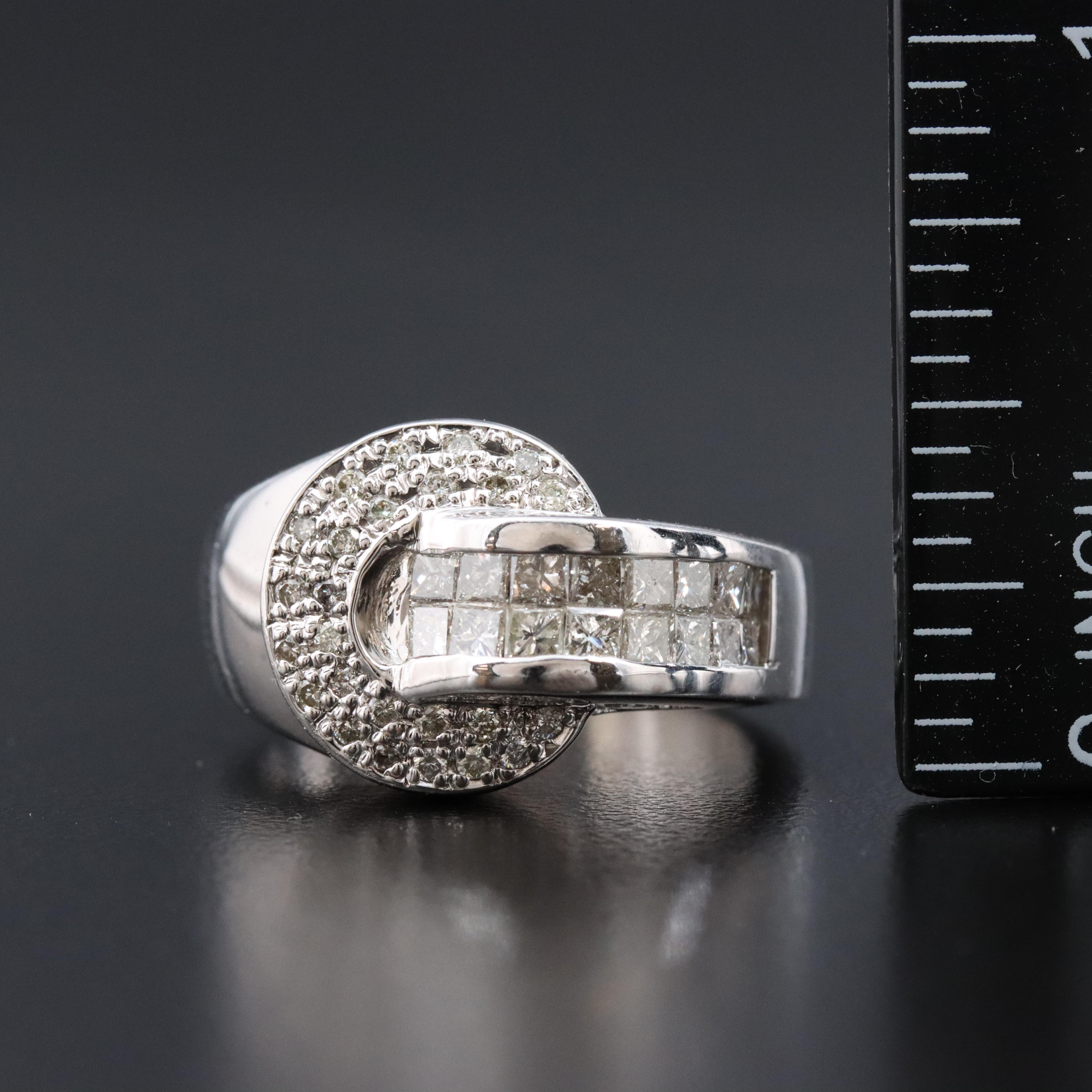 14K 0.96 CTW Diamond Interlocking Loop Ring