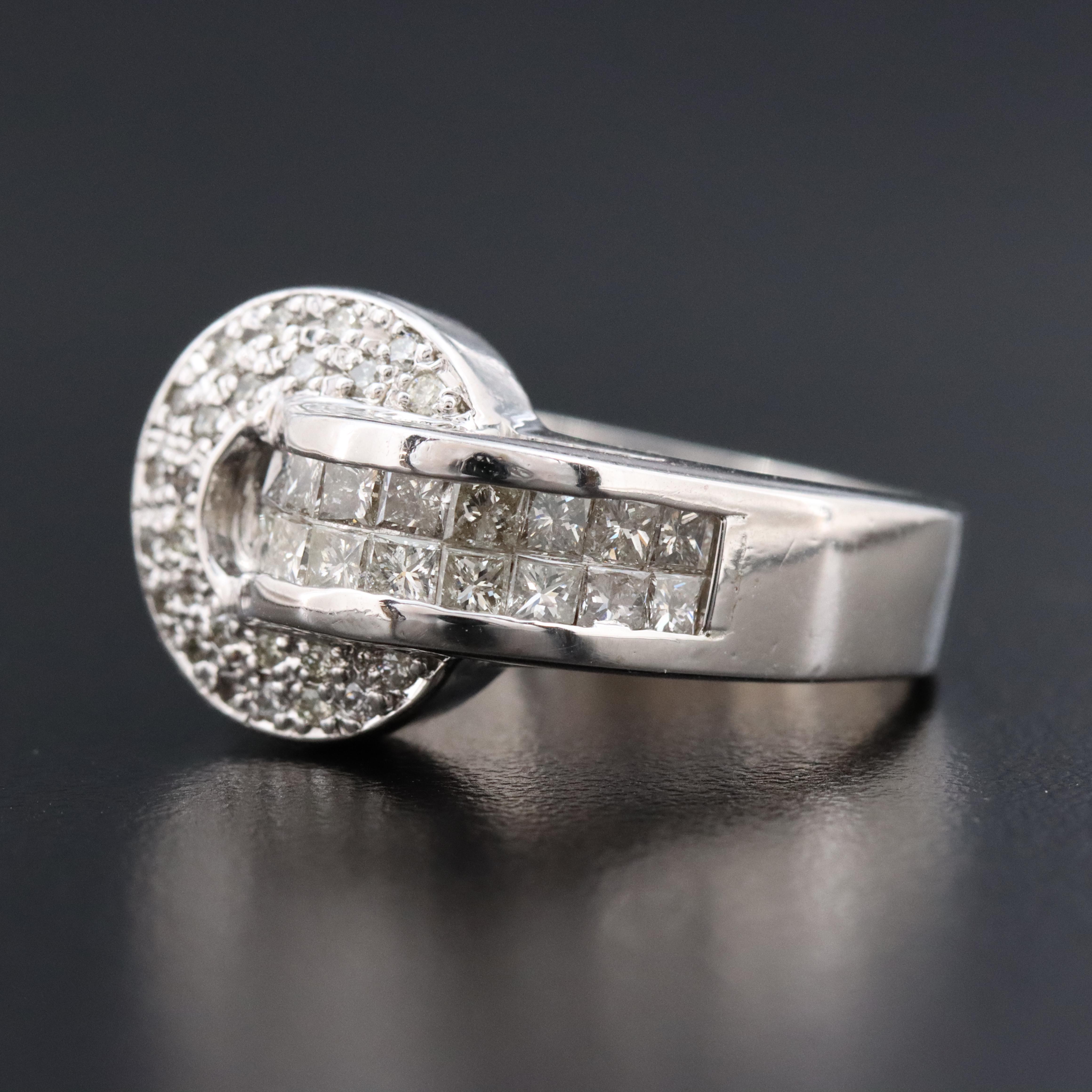 14K 0.96 CTW Diamond Interlocking Loop Ring