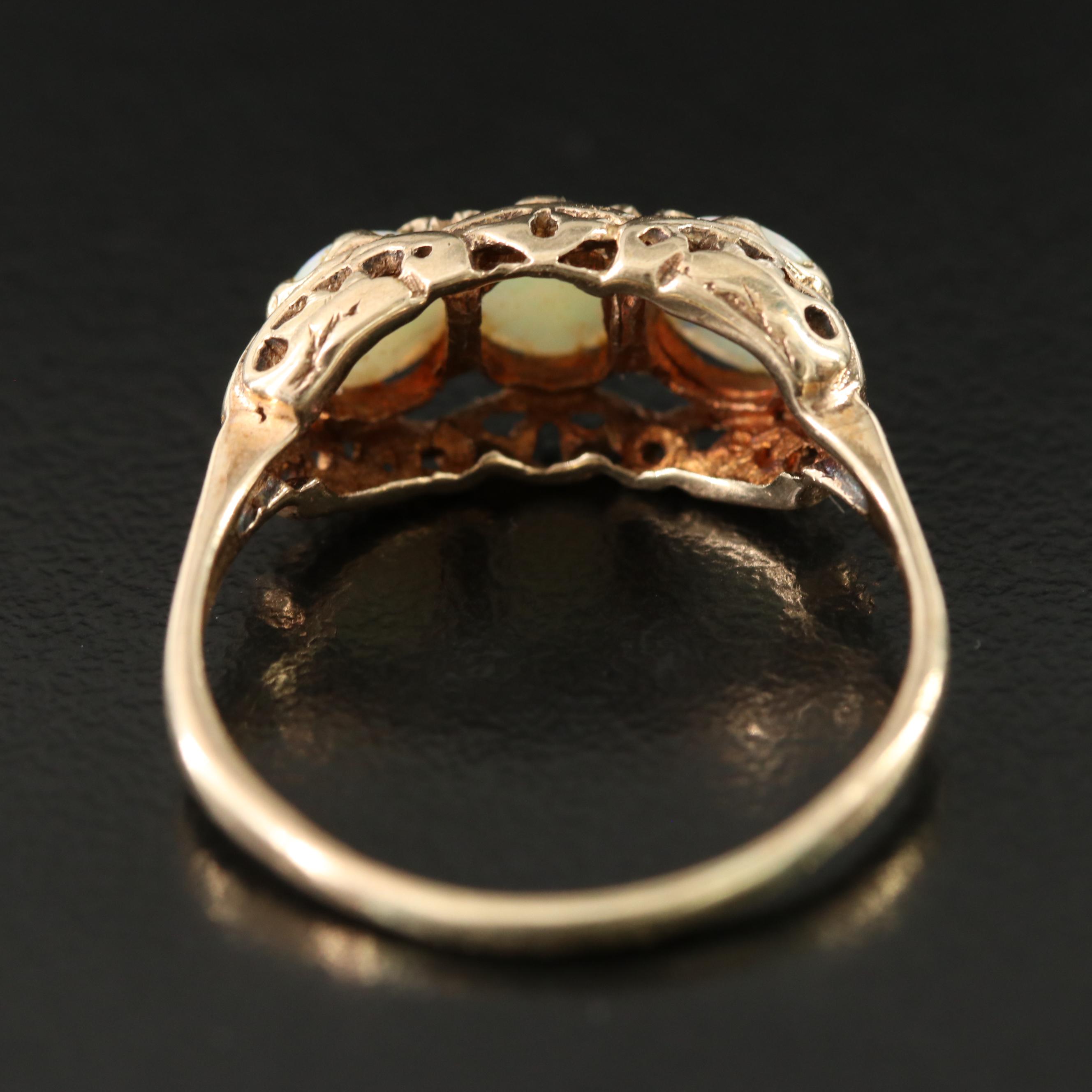 10K Opal Three Stone Ring