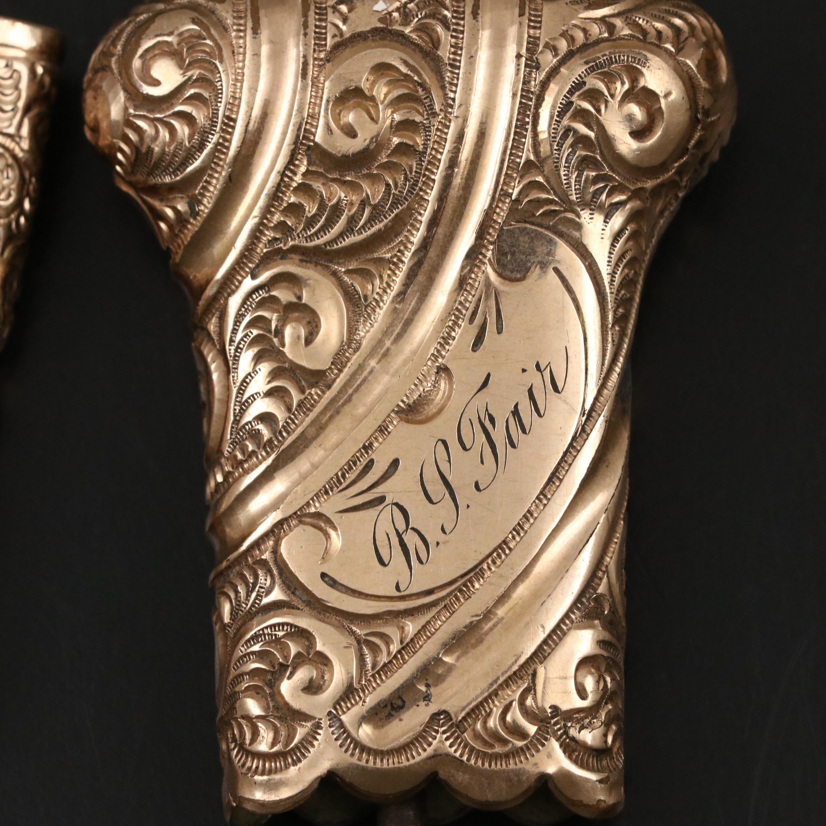 Victorian Gilt and Mother-of-Pearl Parasol Handles