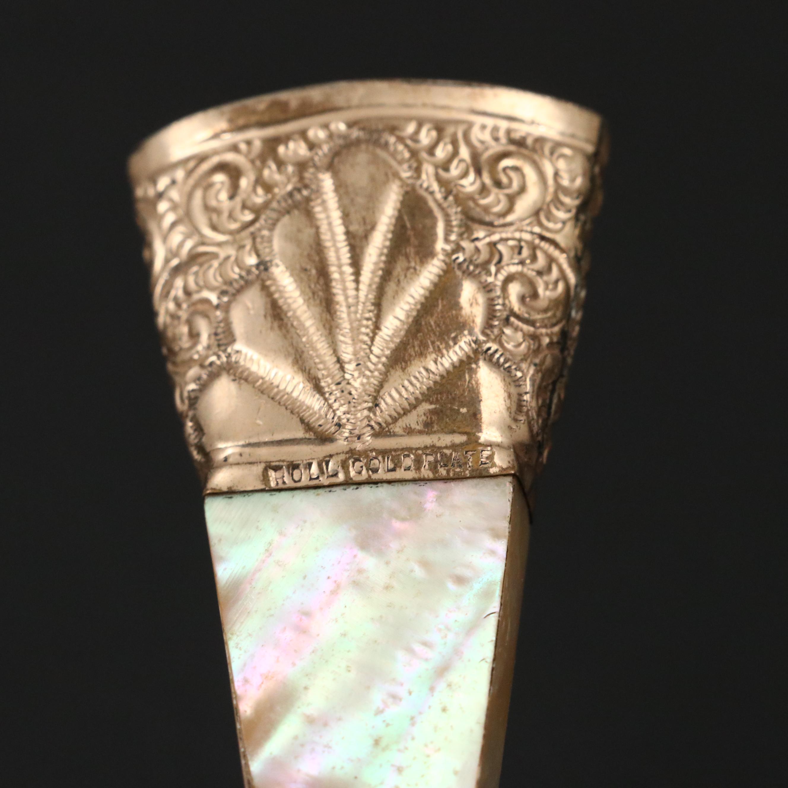 Victorian Gilt and Mother-of-Pearl Parasol Handles