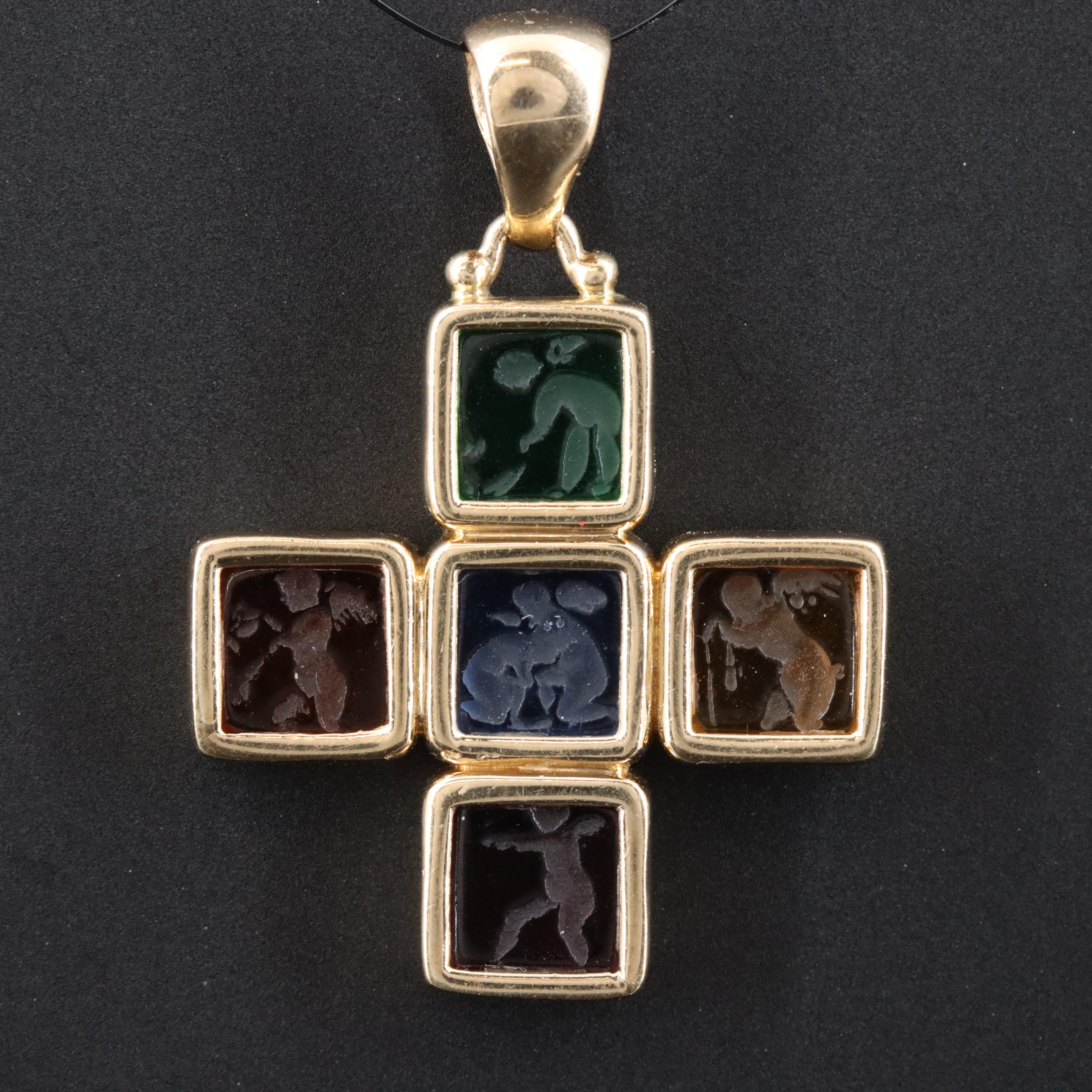 Italian 14K Intaligio Cherub Pendant