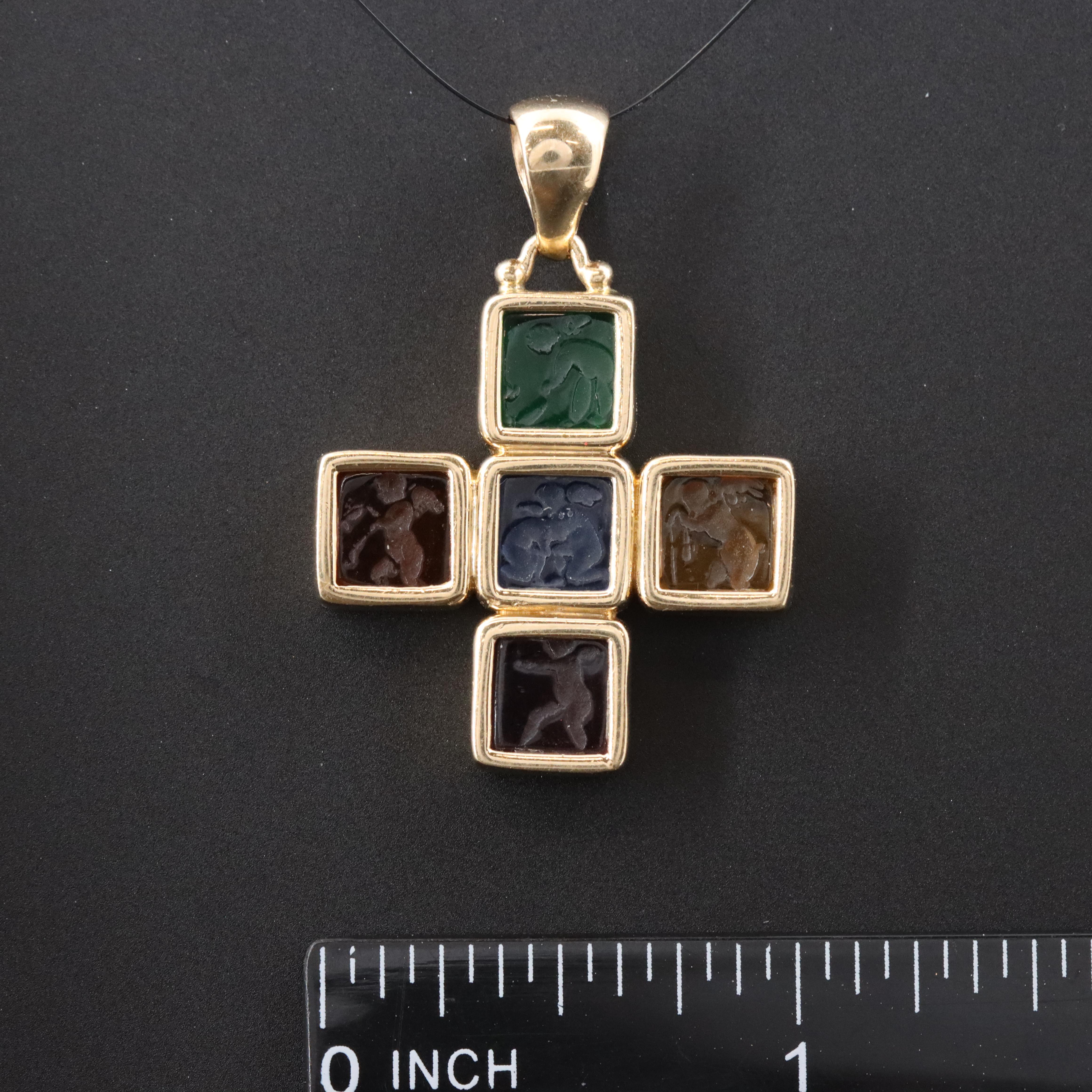 Italian 14K Intaligio Cherub Pendant