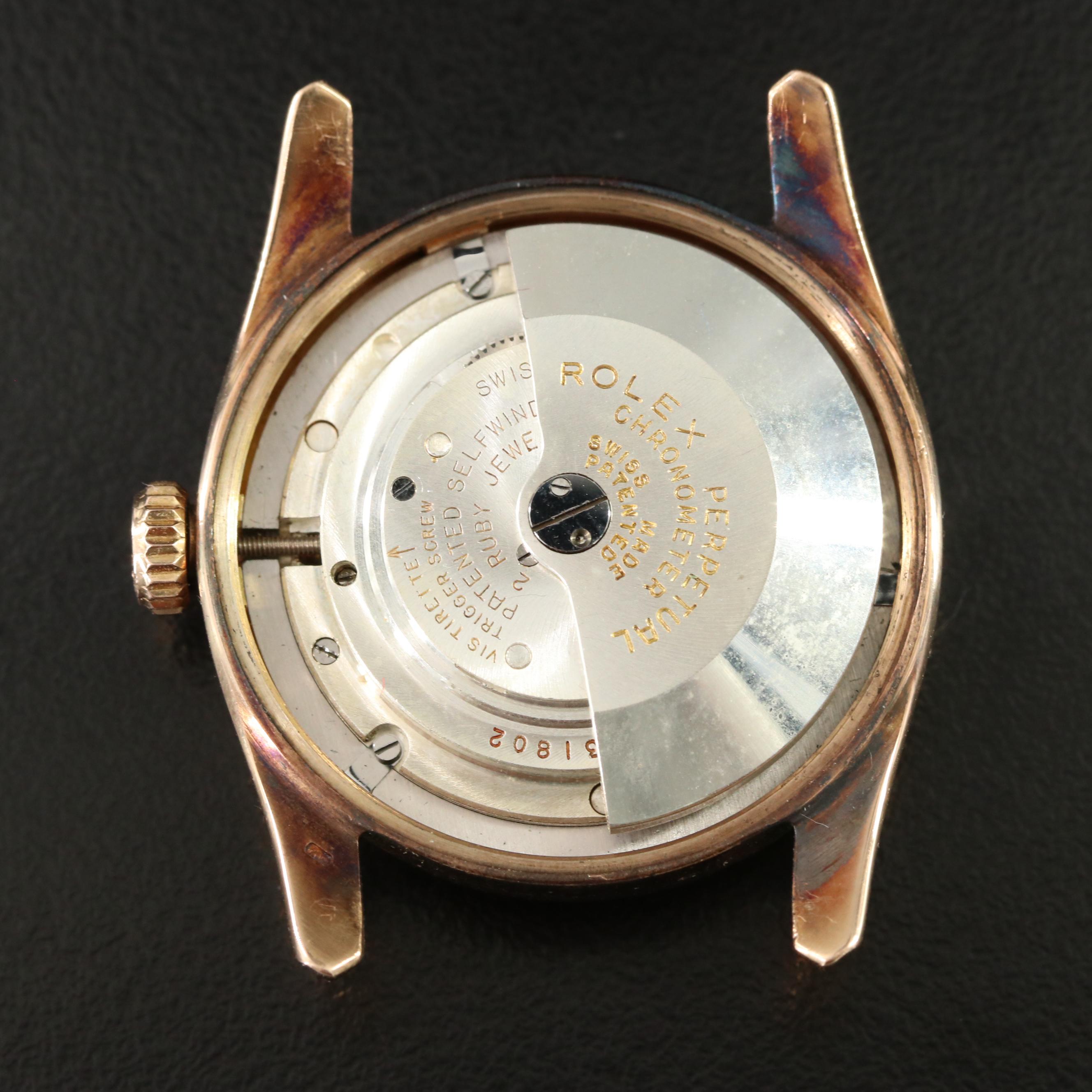 Vintage Rolex Oyster Perpetual 18K Rose Gold Bombay Model 6090 Watch