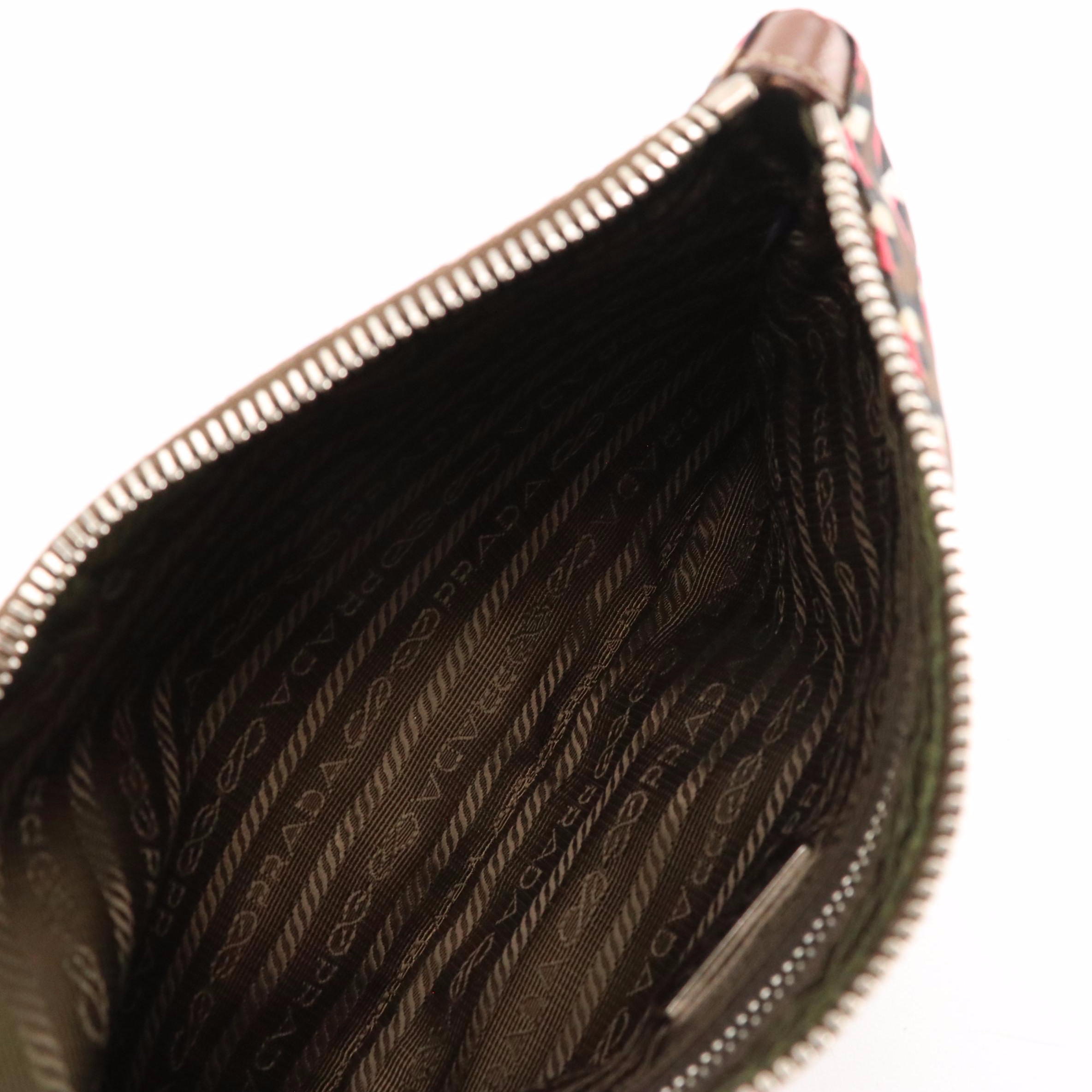 Prada Wristlet Clutch in Geometric Print Nylon and Leather