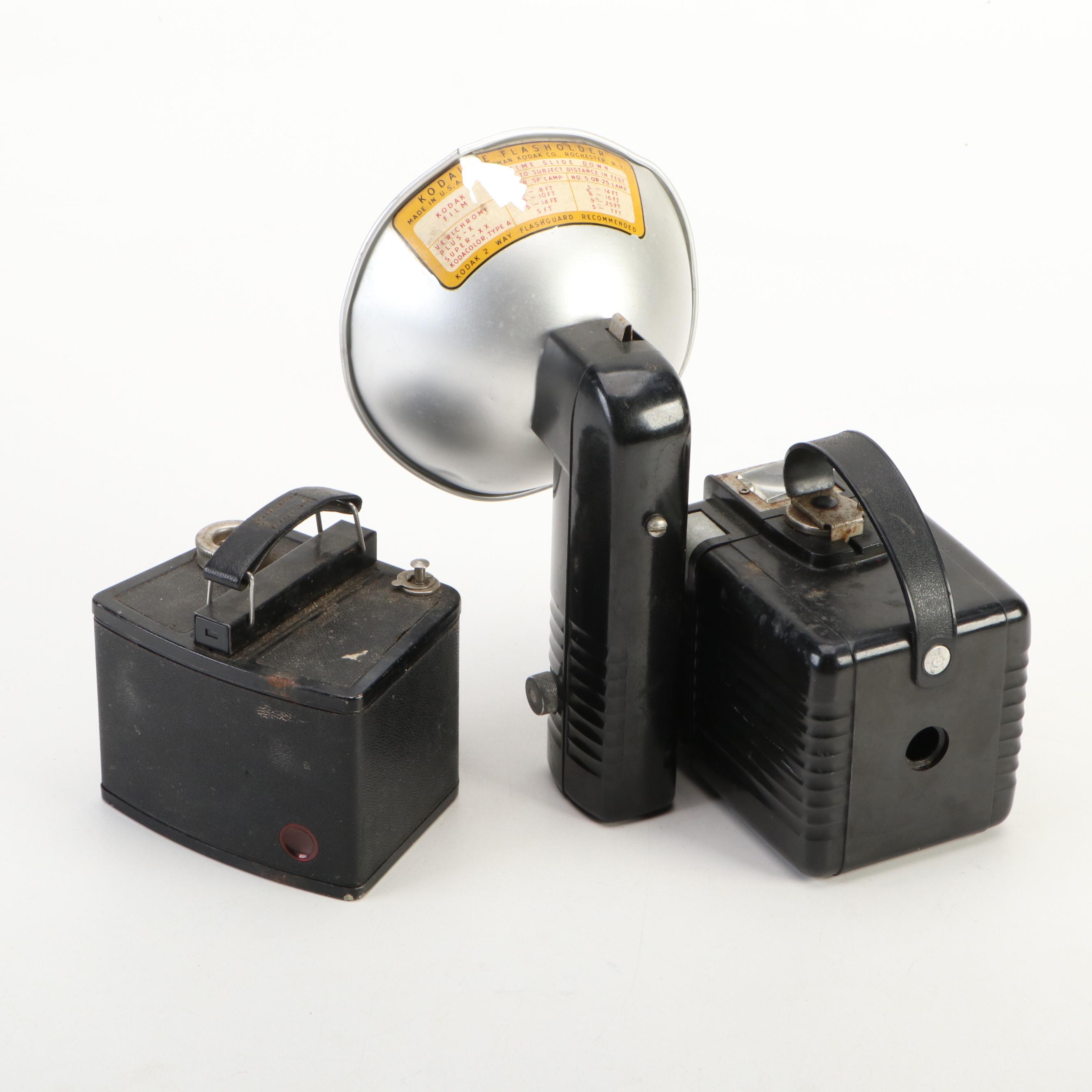 Kodak Brownie Hawkeye Flash Model Camera and Flash Six-20 Camera