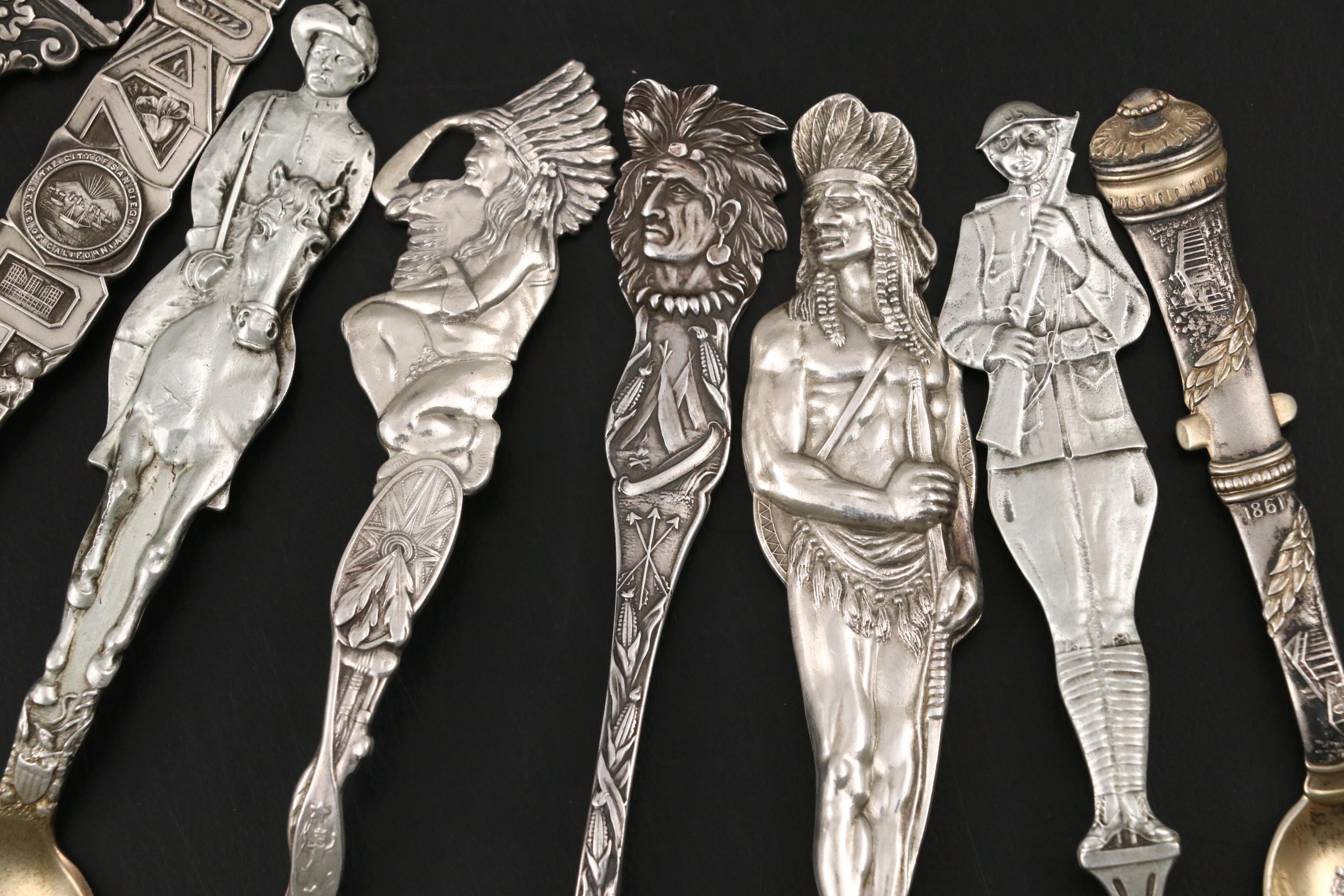 Tiffany & Co. Sterling Brooklyn Bridge Spoon with Other Sterling Souvenir Spoons