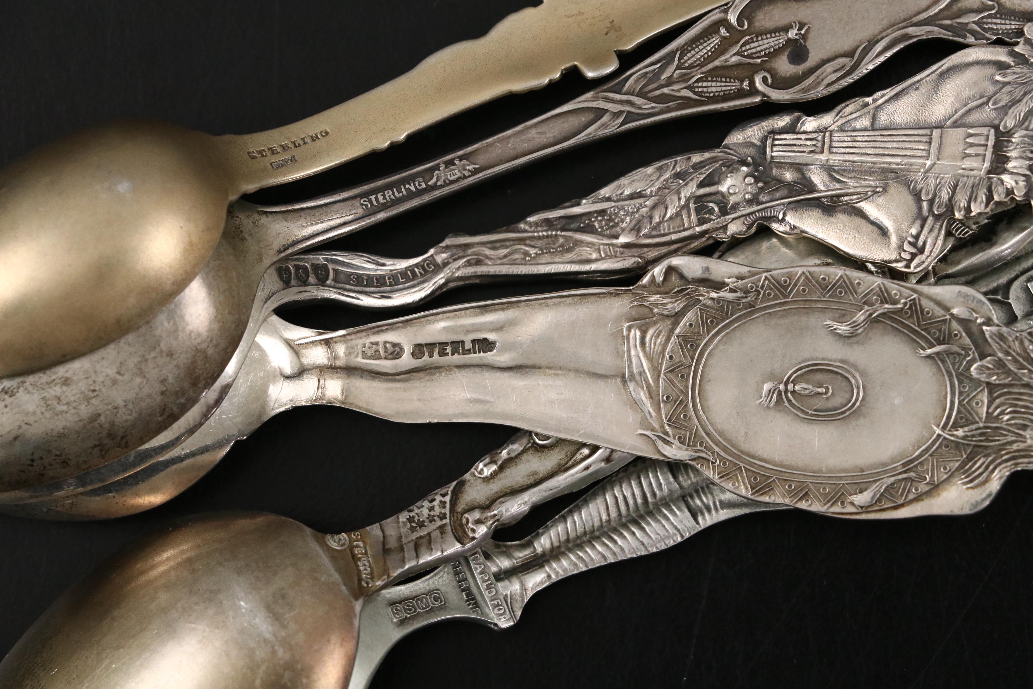 Tiffany & Co. Sterling Brooklyn Bridge Spoon with Other Sterling Souvenir Spoons