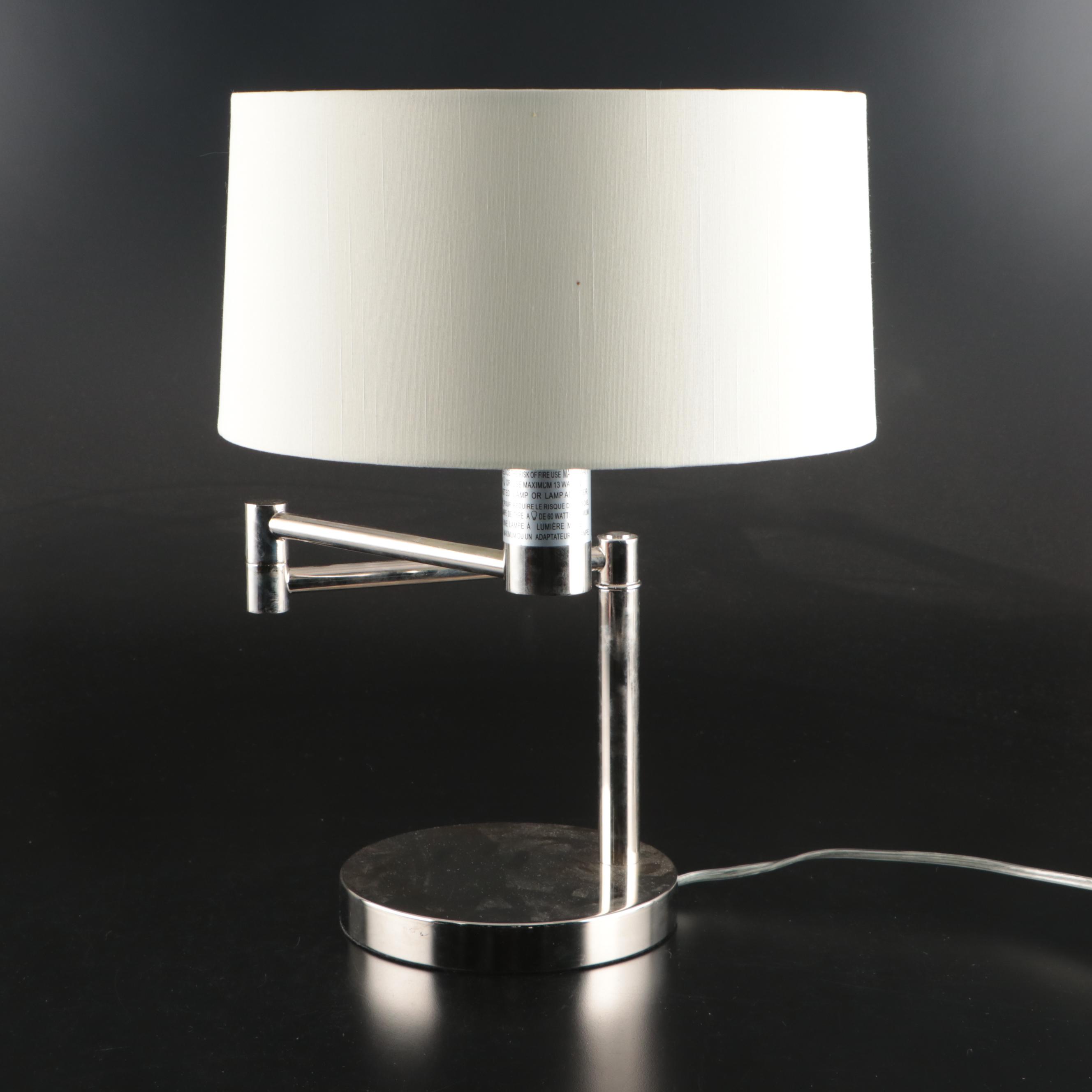 Contemporary Metal Swing Arm Table Lamp with Drum Shade