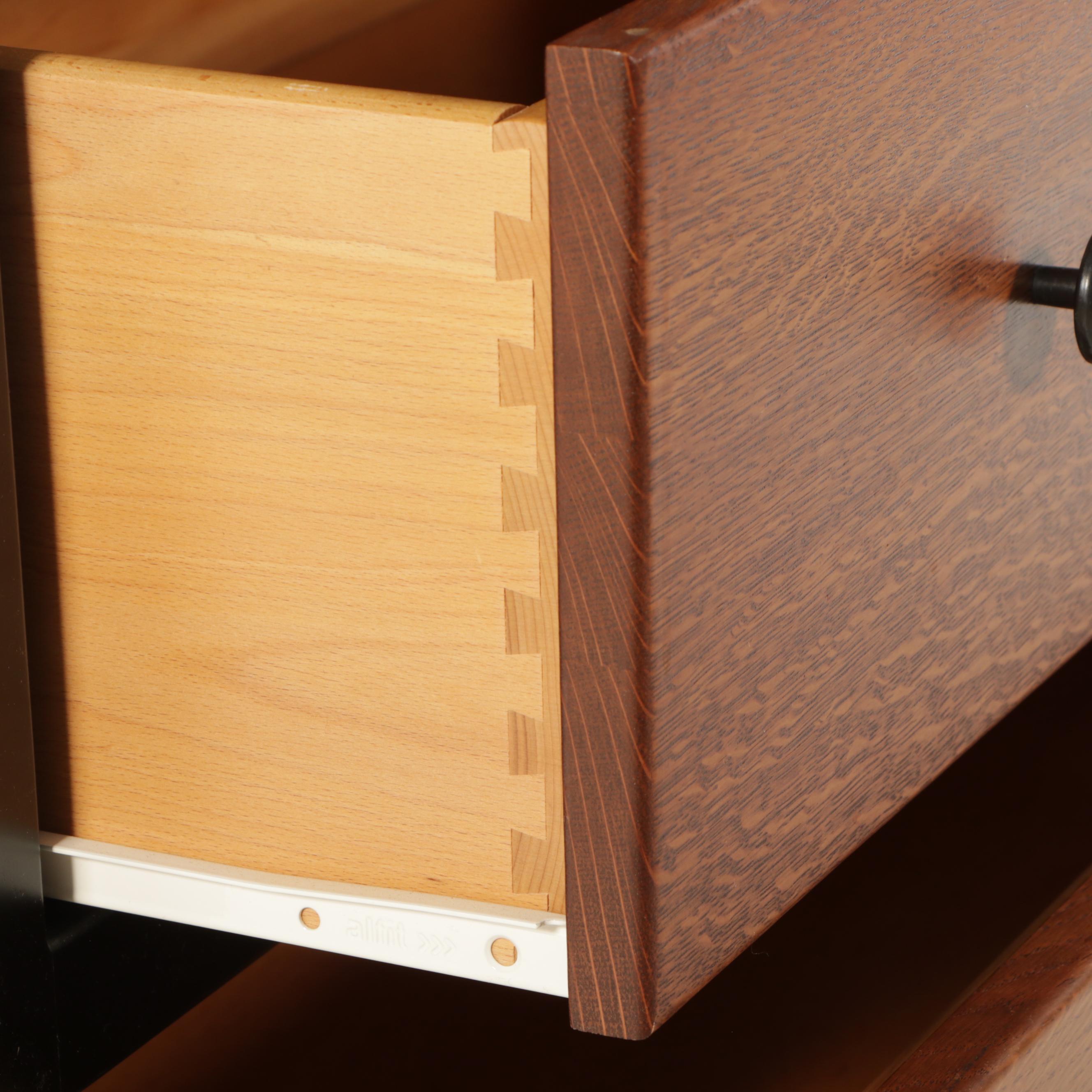 Amish Furniture Shoppe Oak and Black Lacquered Tall Chest