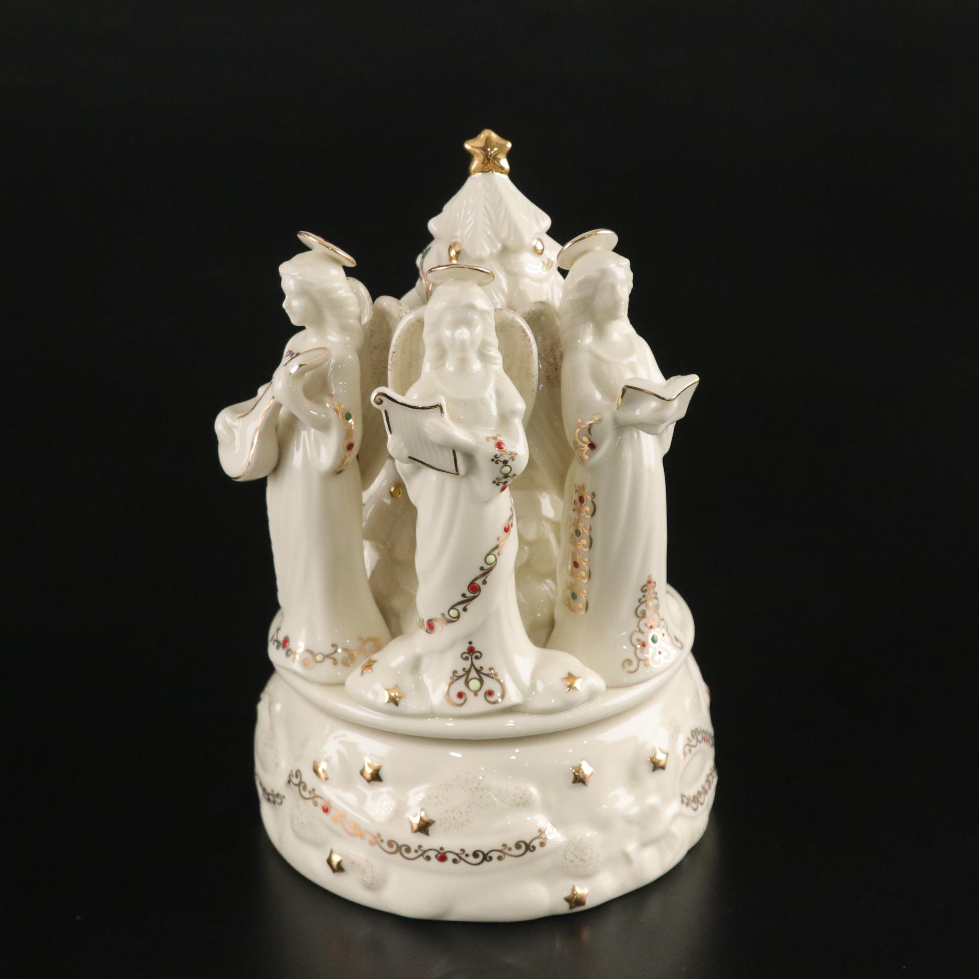 Lenox China Jewels "Angels" Musical Figurine with Waterford & More Crystal Decor