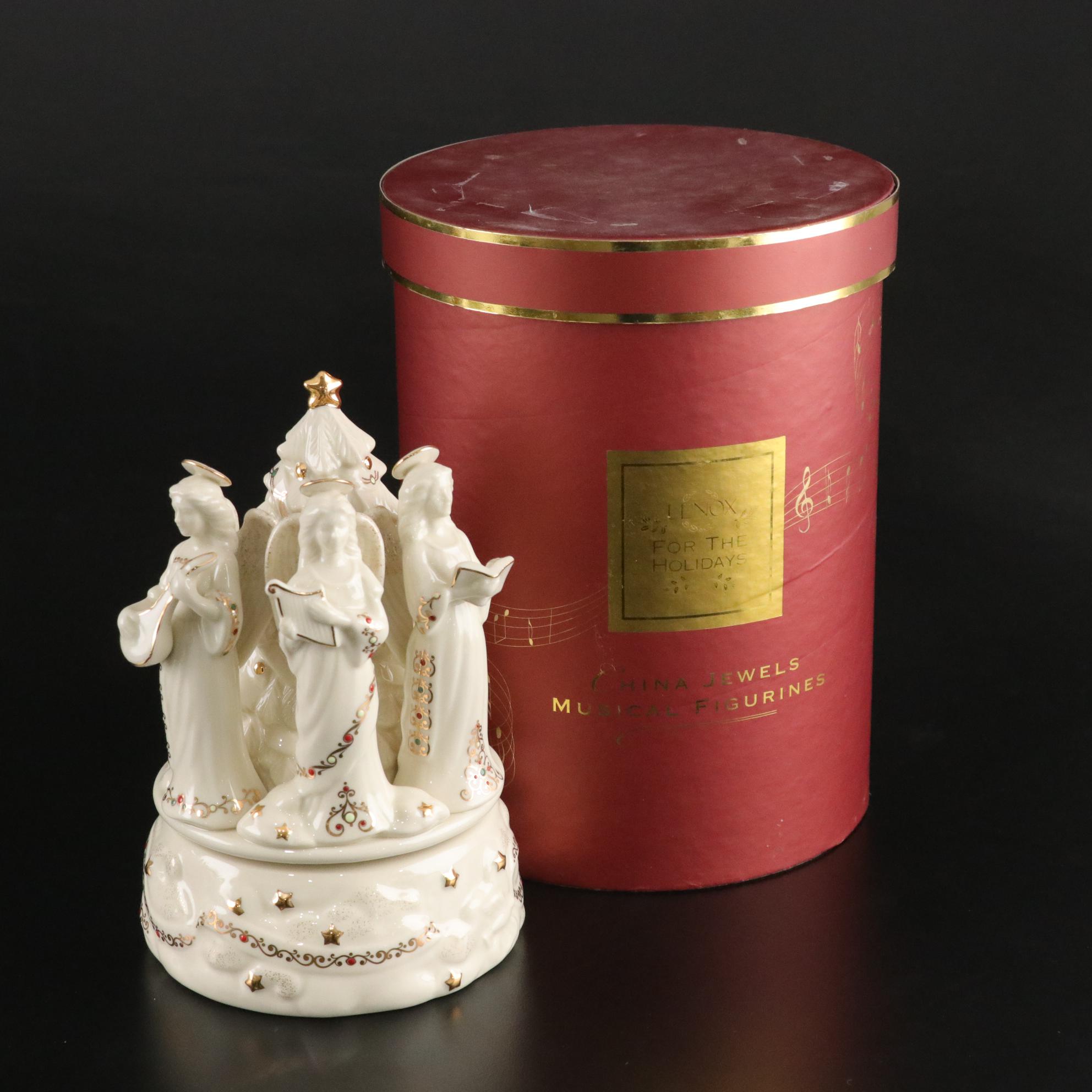 Lenox China Jewels "Angels" Musical Figurine with Waterford & More Crystal Decor