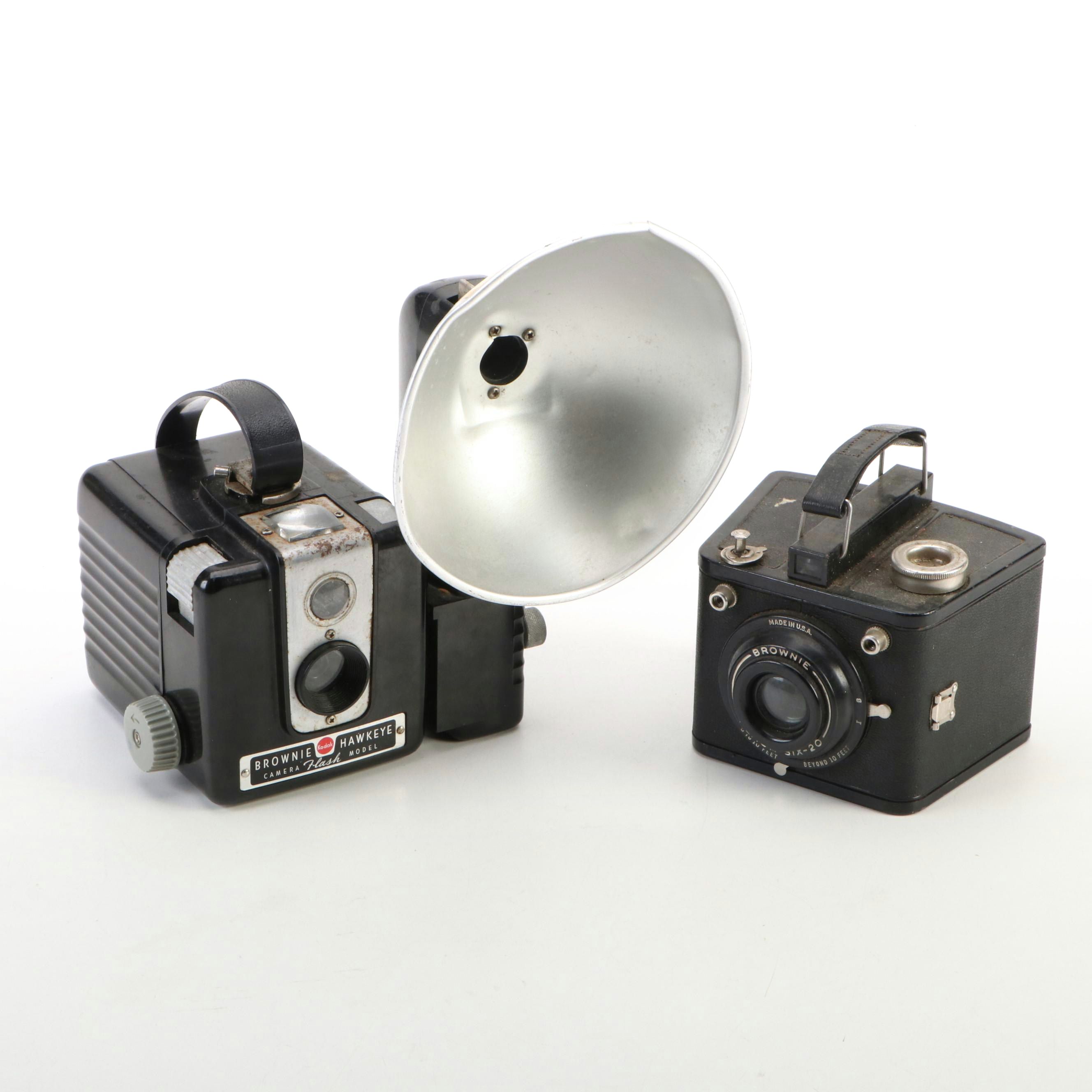 Kodak Brownie Hawkeye Flash Model Camera and Flash Six-20 Camera
