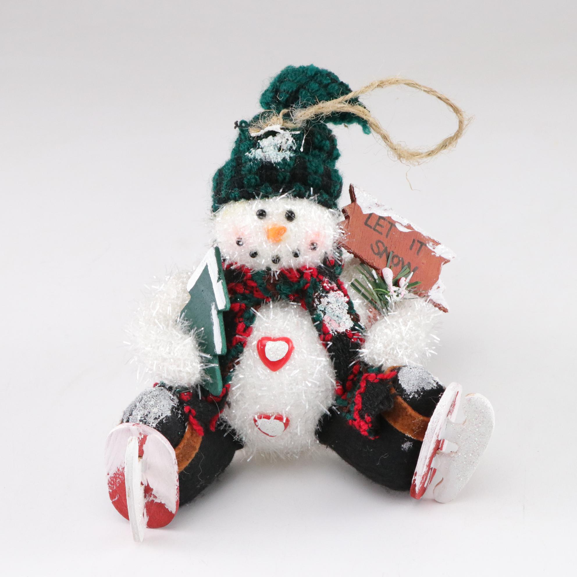 Winnie the Pooh Character Stockings and Ornament with Santa & Snowman Ornaments