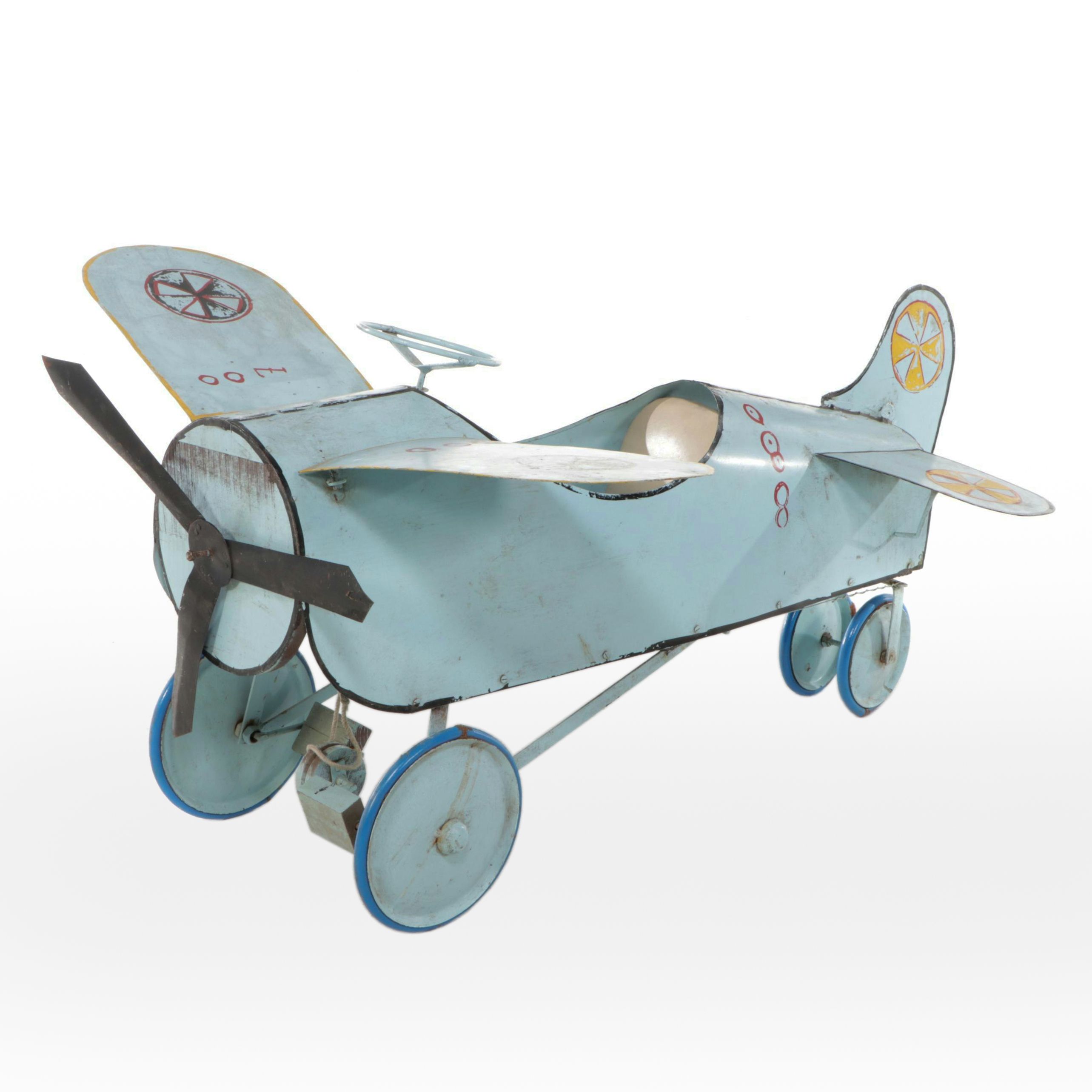 Vintage Style Painted Metal Child's Pedal Plane