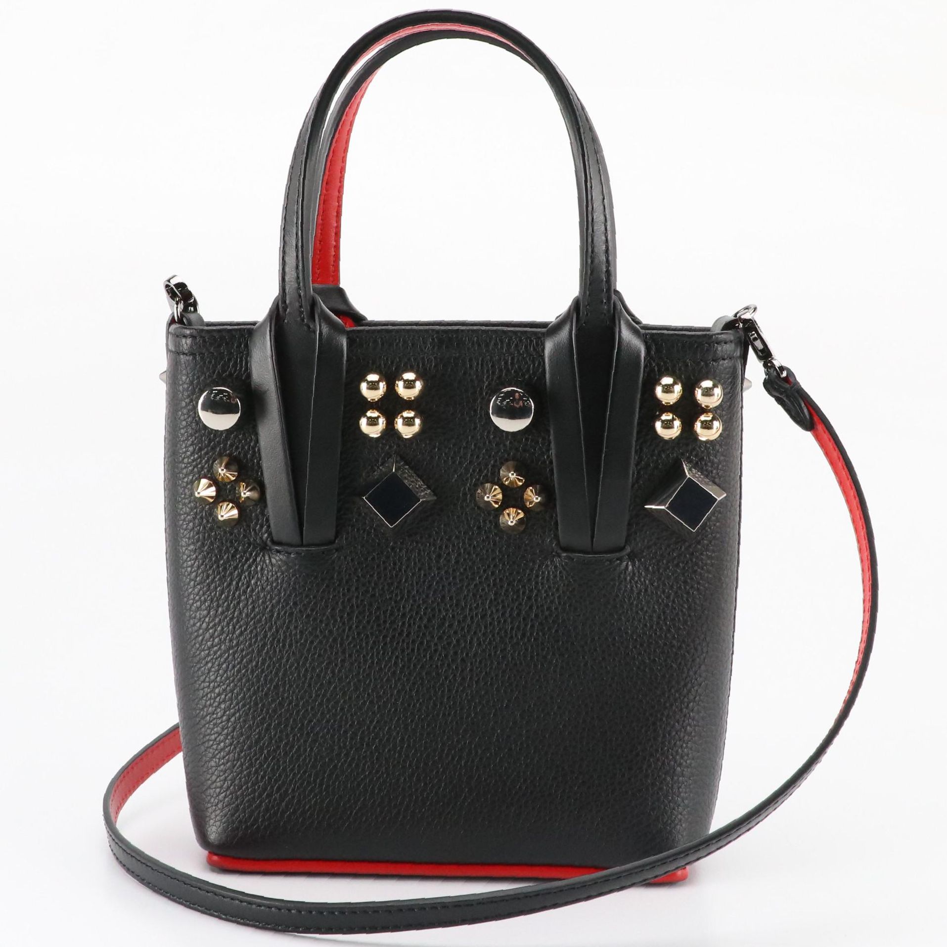 Christian Louboutin Cabata North/South Mini Tote in Spiked/Studded Leather