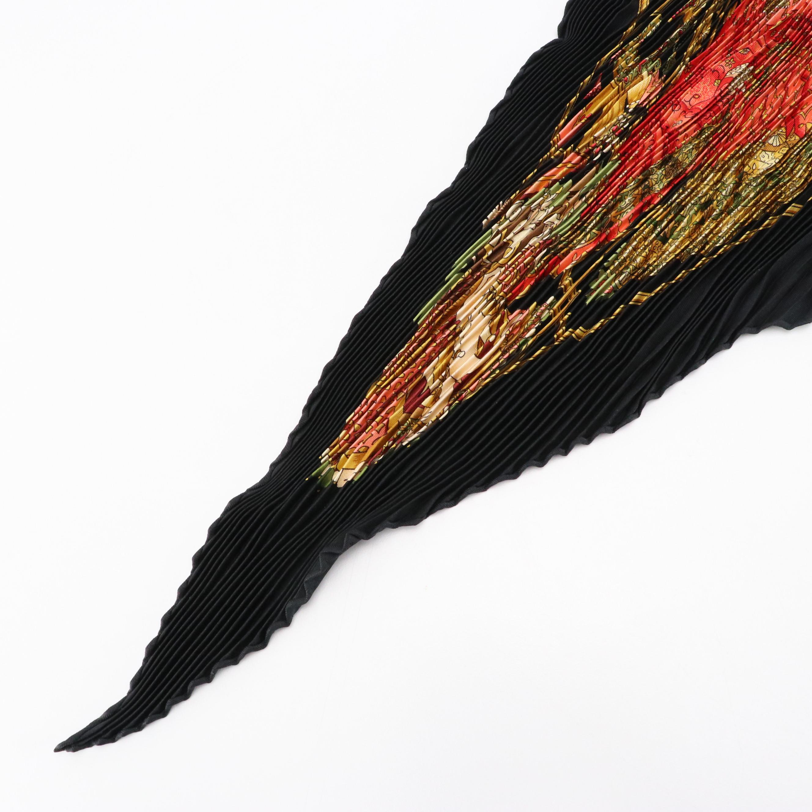 Hermès "Splendeurs des Maharajas" Plissé Silk Twill Scarf 90 with Box