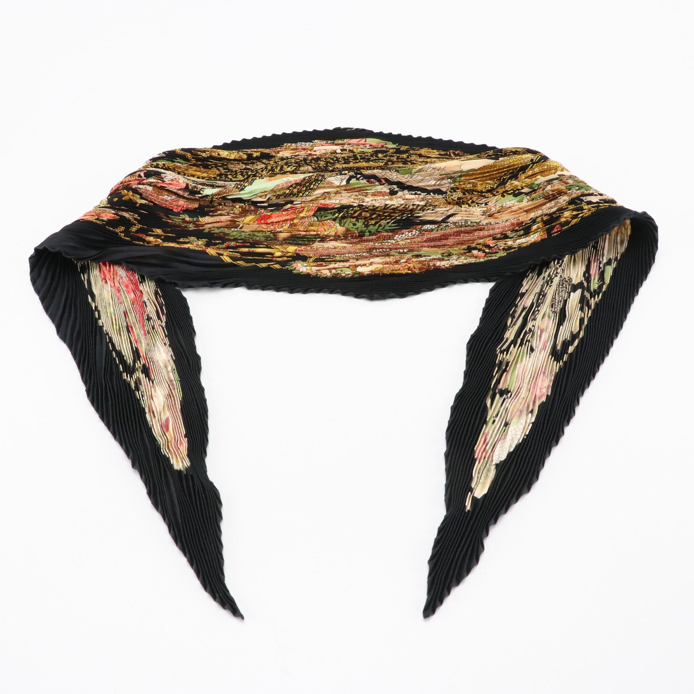 Hermès "Splendeurs des Maharajas" Plissé Silk Twill Scarf 90 with Box