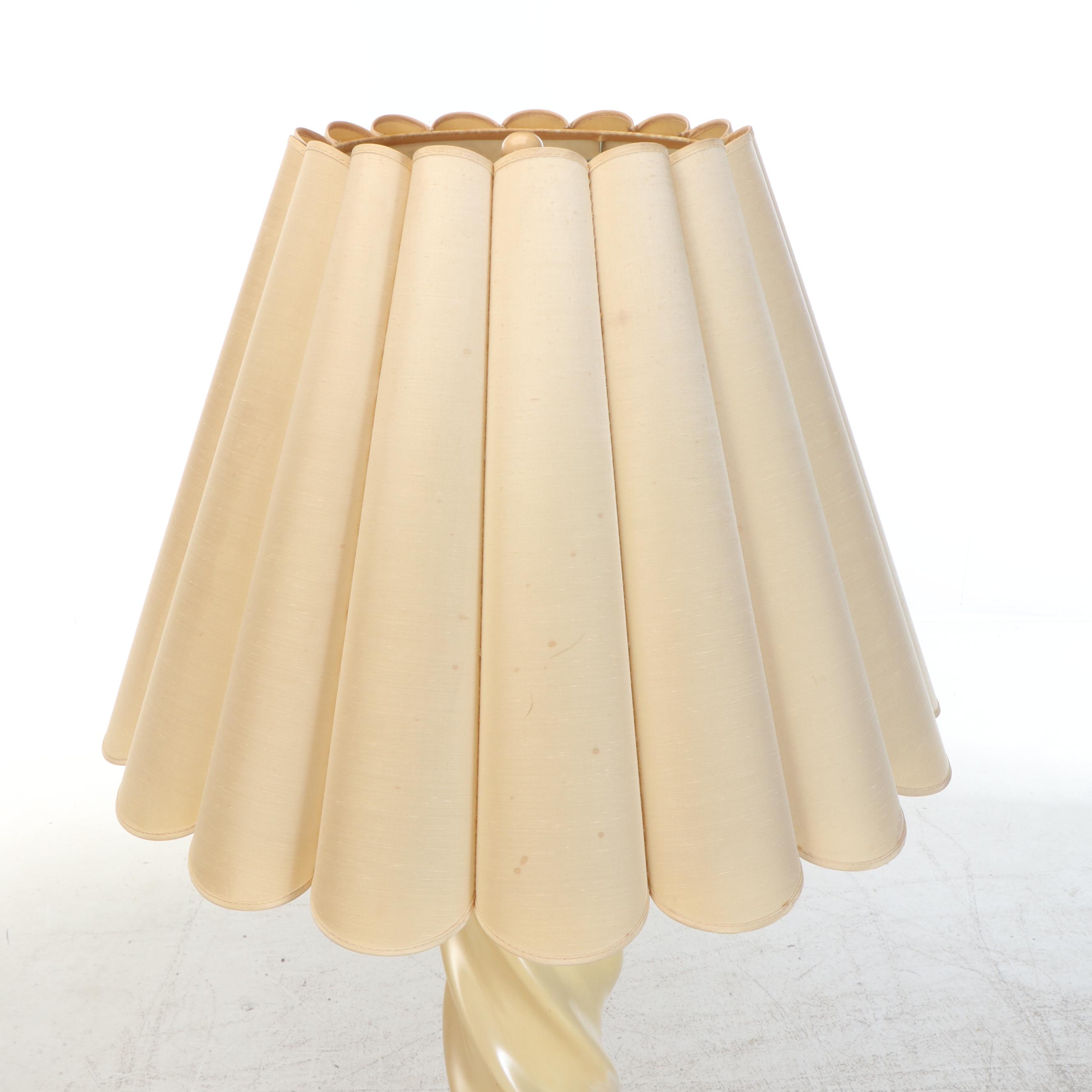 California Modern Spiral Floor Lamp & Fluted Shade, Manner of Michael Taylor