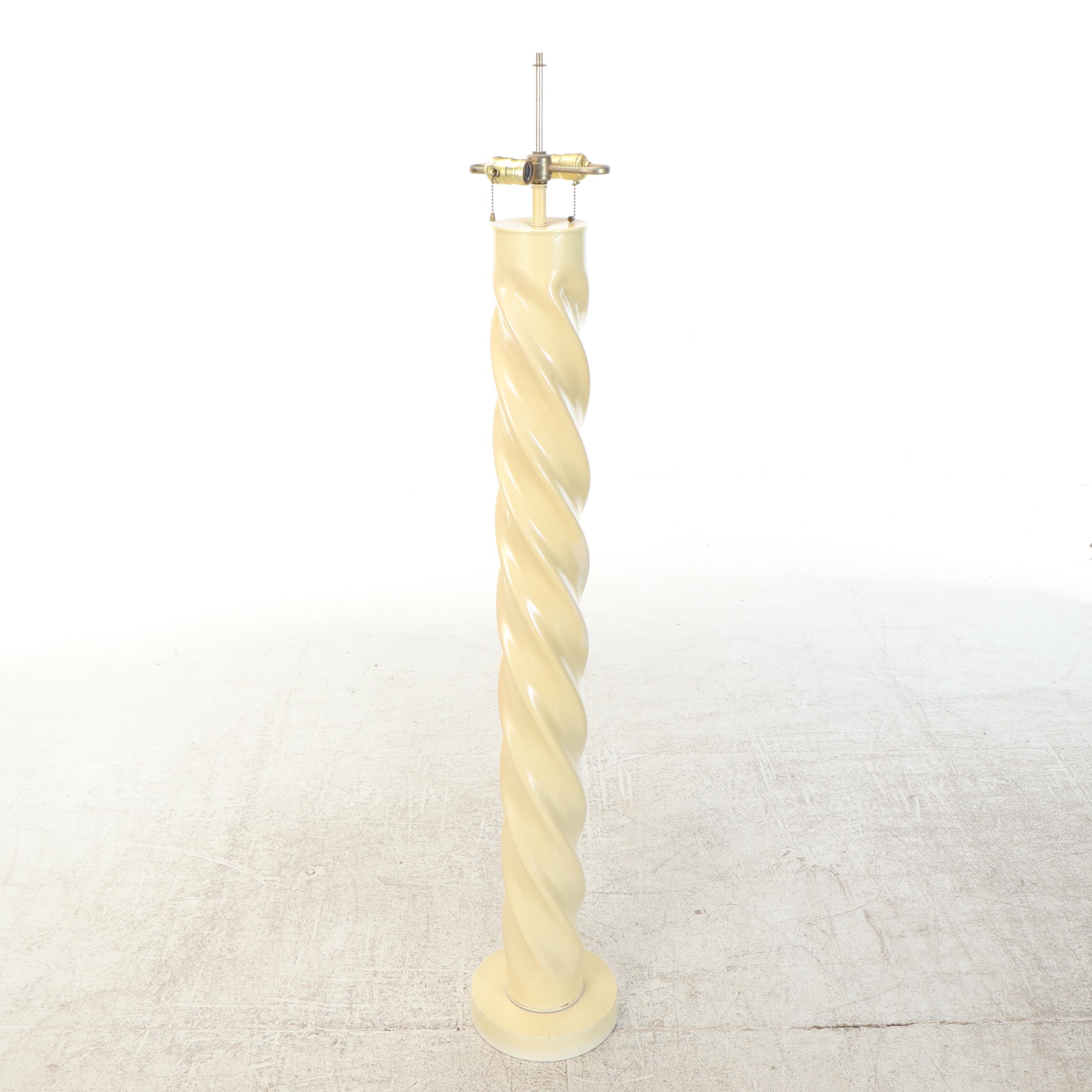 California Modern Spiral Floor Lamp & Fluted Shade, Manner of Michael Taylor