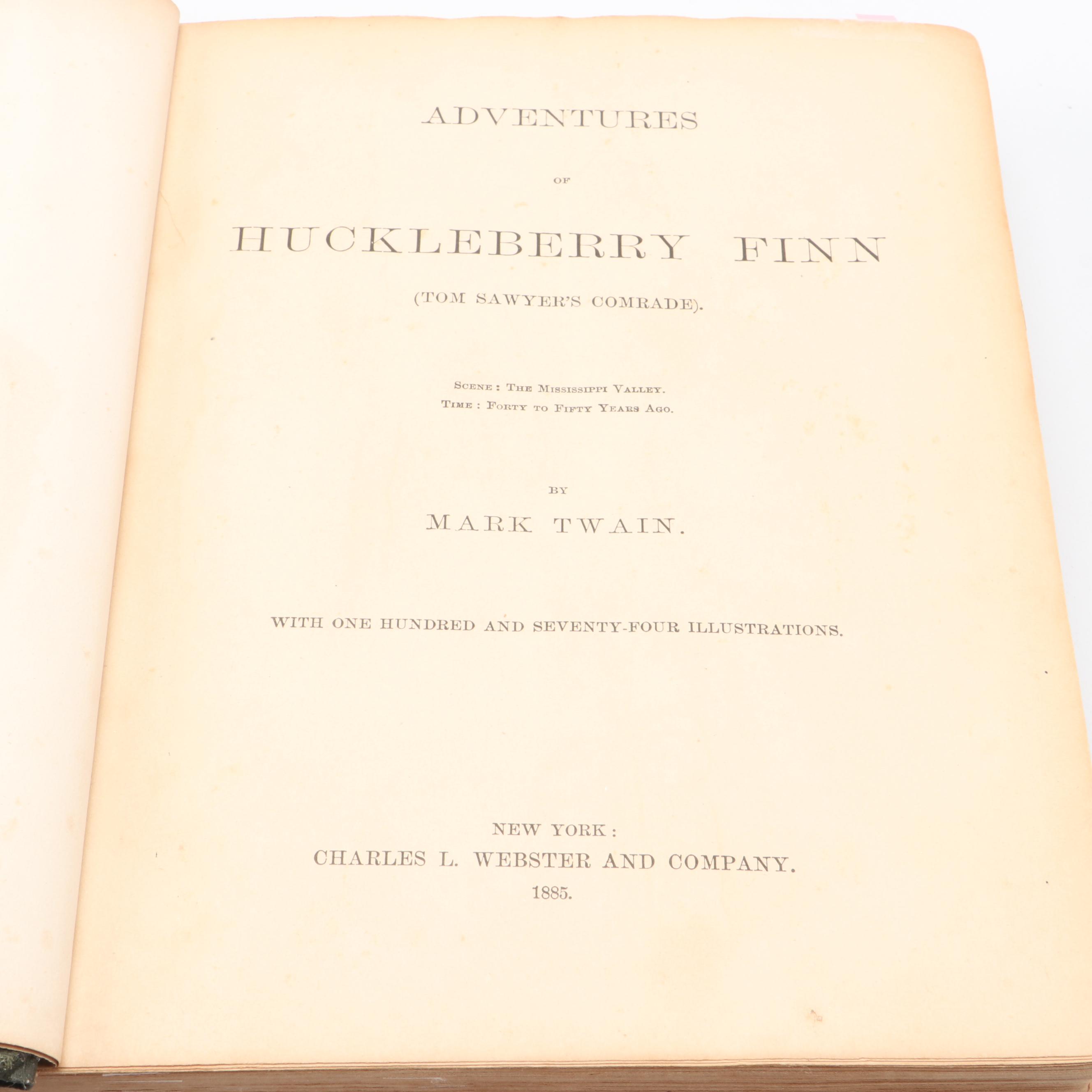 First American Edition, Third State "Huckleberry Finn" by Mark Twain, 1885