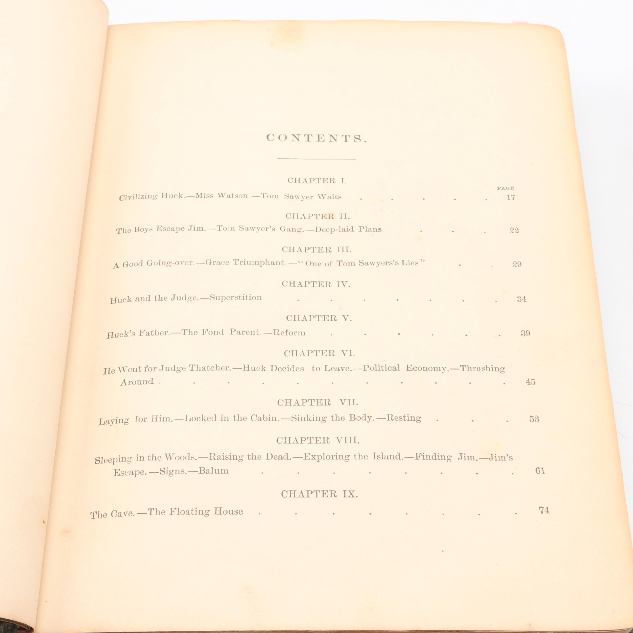 First American Edition, Third State "Huckleberry Finn" by Mark Twain, 1885