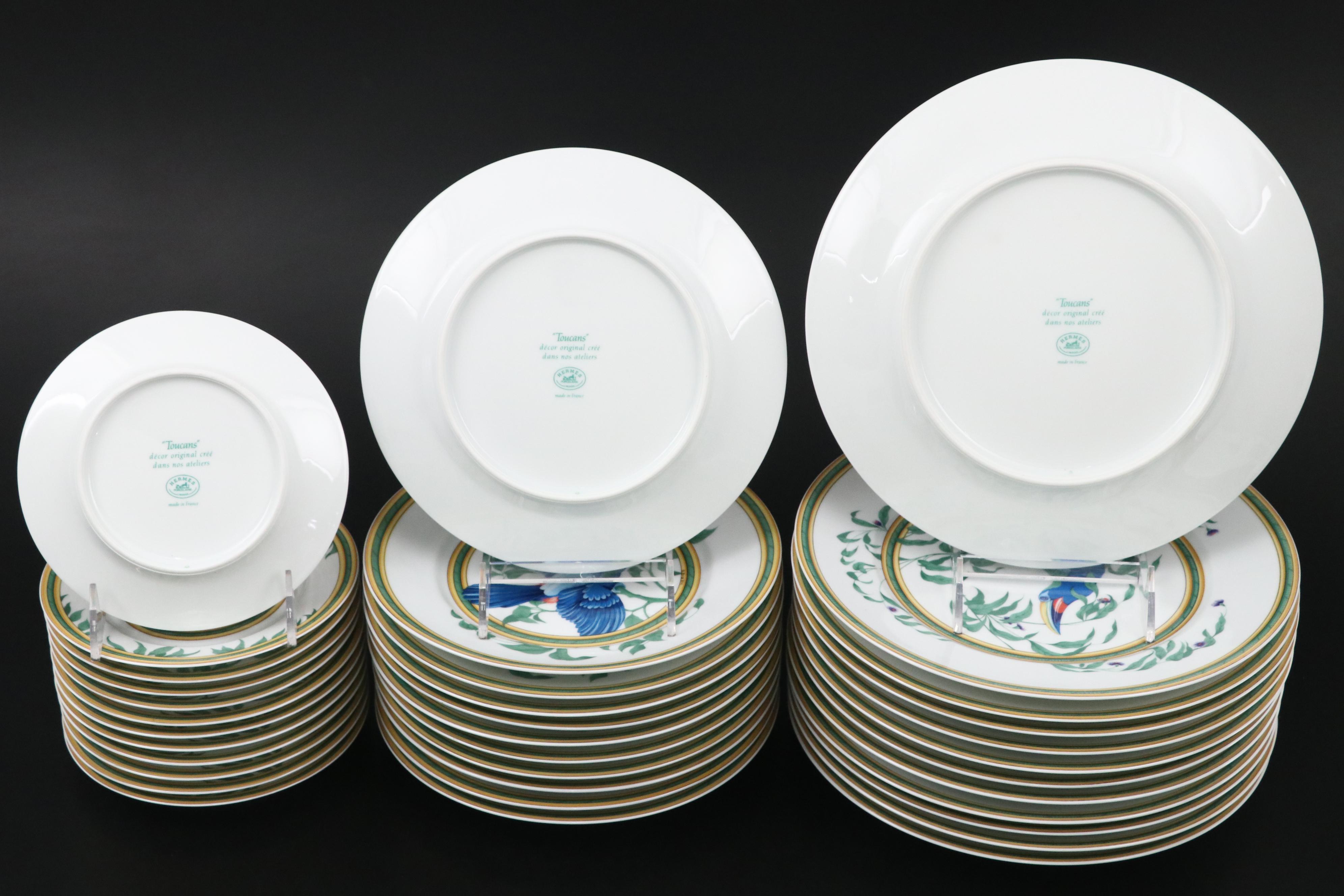 Hermès "Toucans" Porcelain Dinnerware and Planter, 1991–2017
