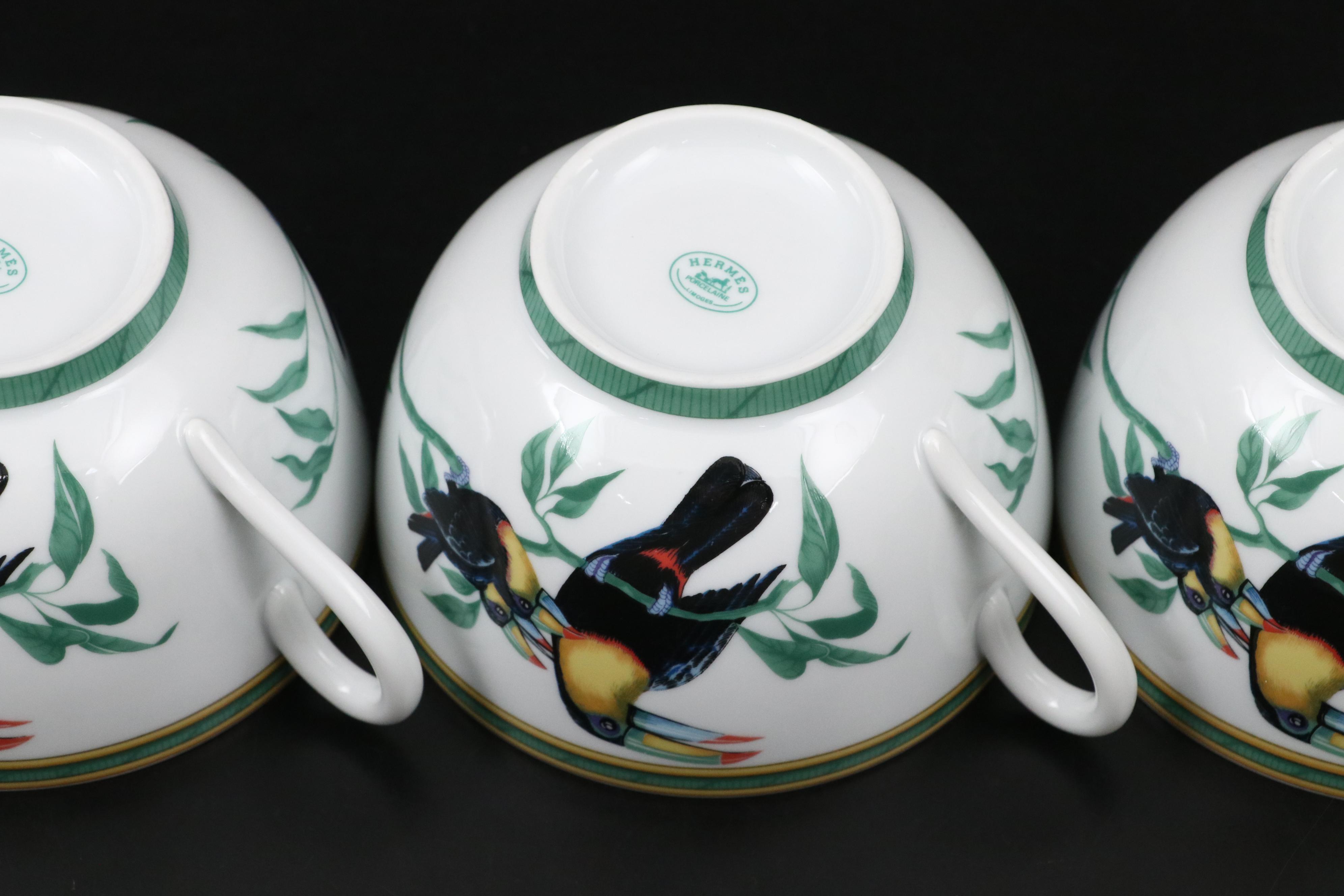 Hermès "Toucans" Porcelain Dinnerware and Planter, 1991–2017