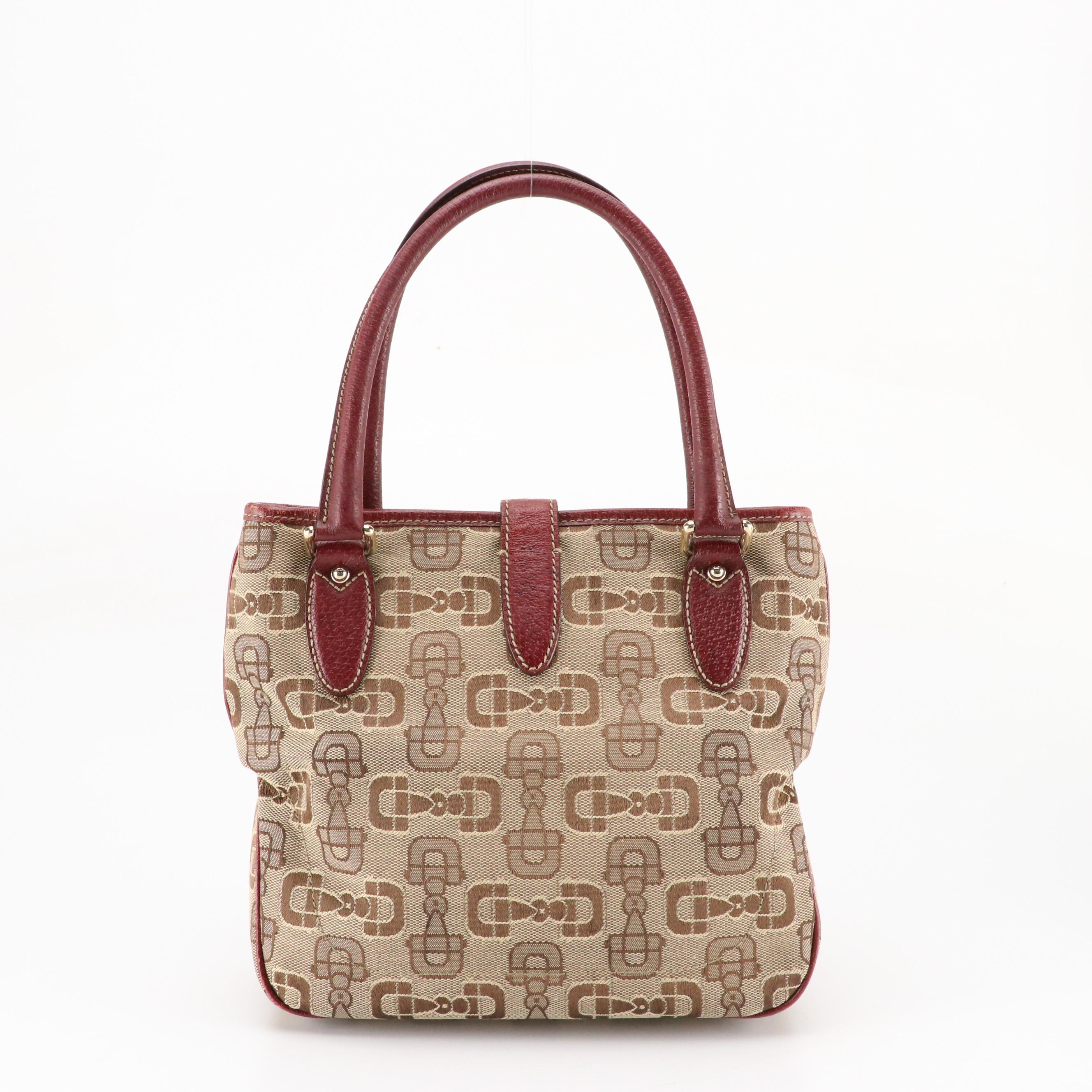 Gucci Piston Lock Small Tote in Horsebit Jacquard Canvas