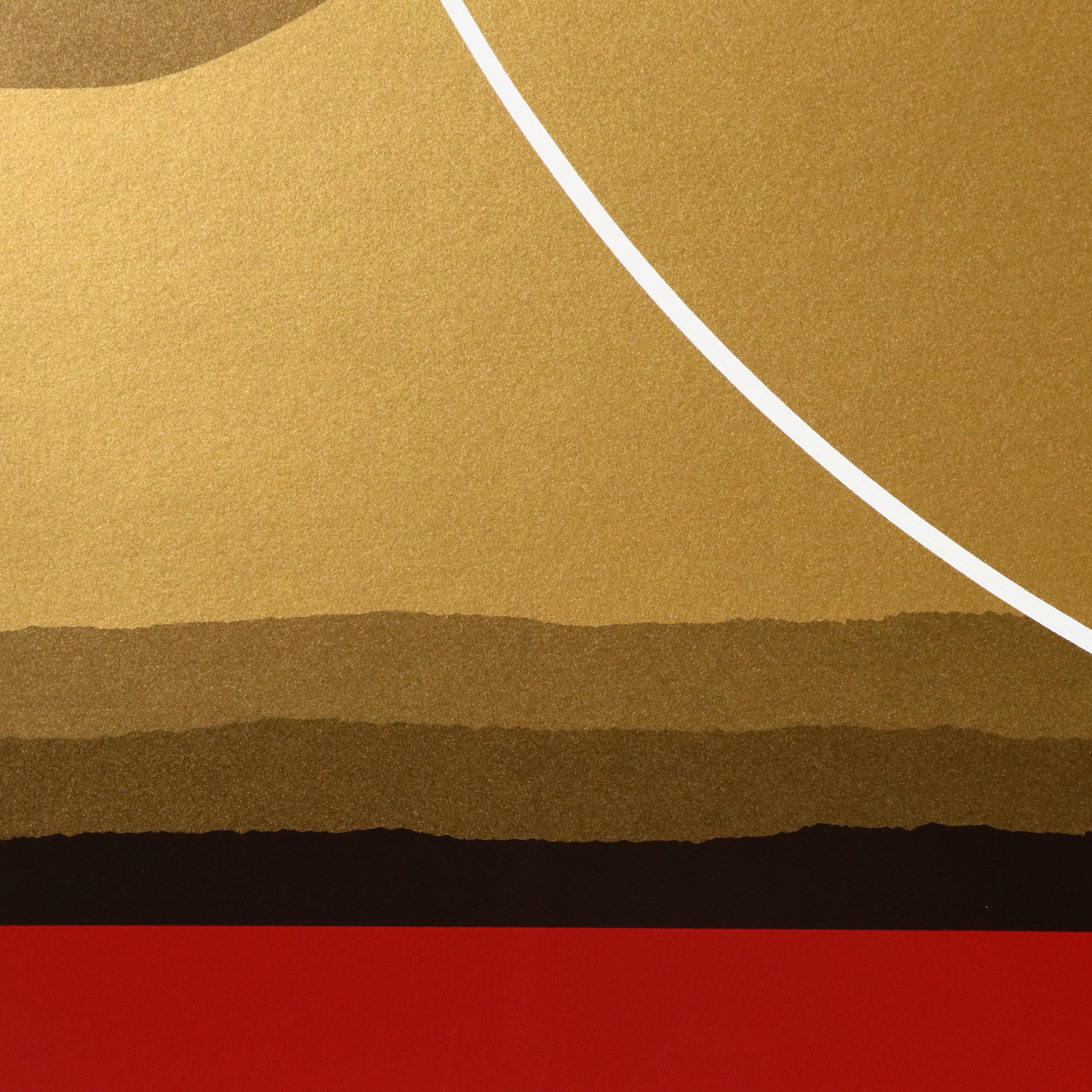 Thomas Whelan Benton Abstract Serigraph "Golden Waves," 1979