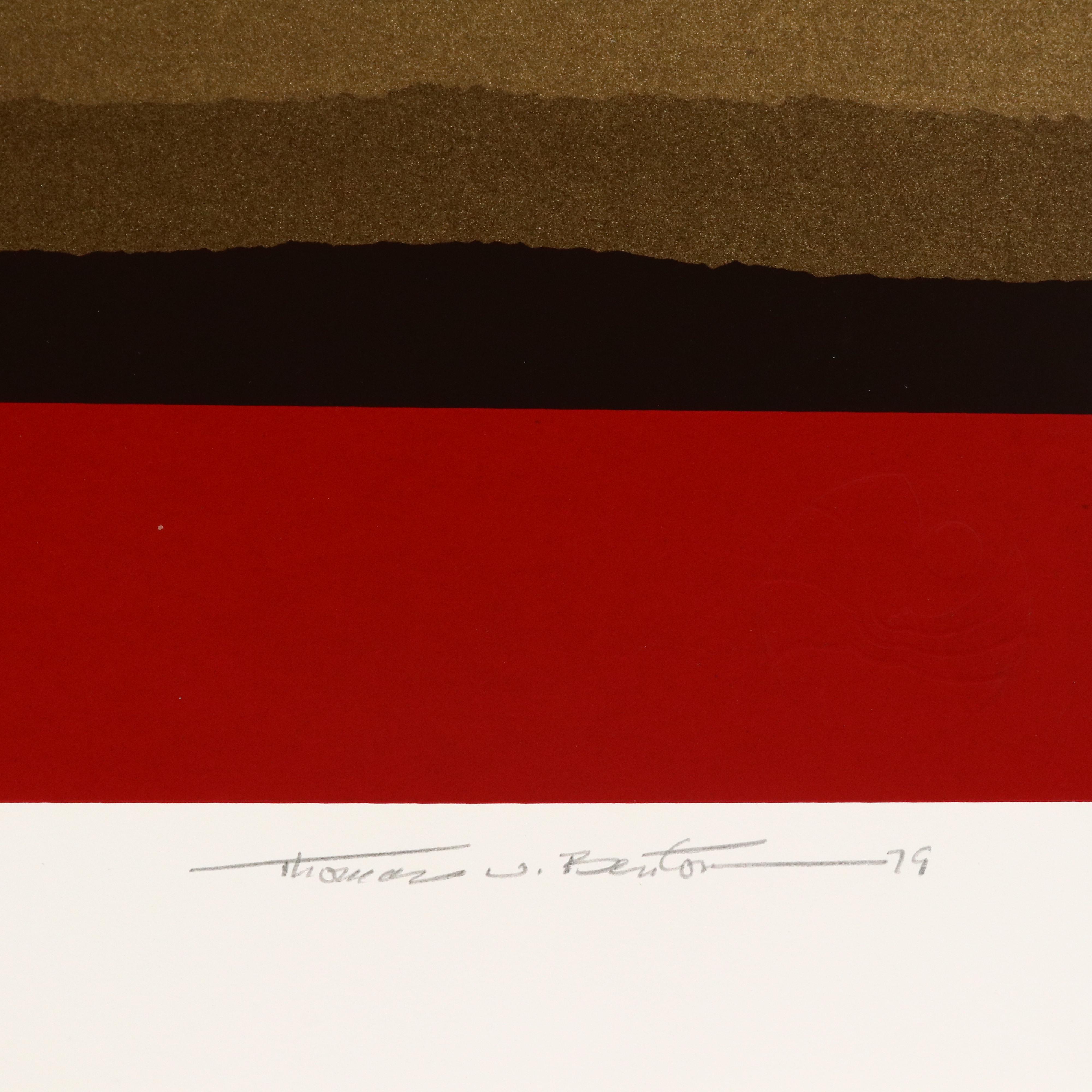 Thomas Whelan Benton Abstract Serigraph "Golden Waves," 1979