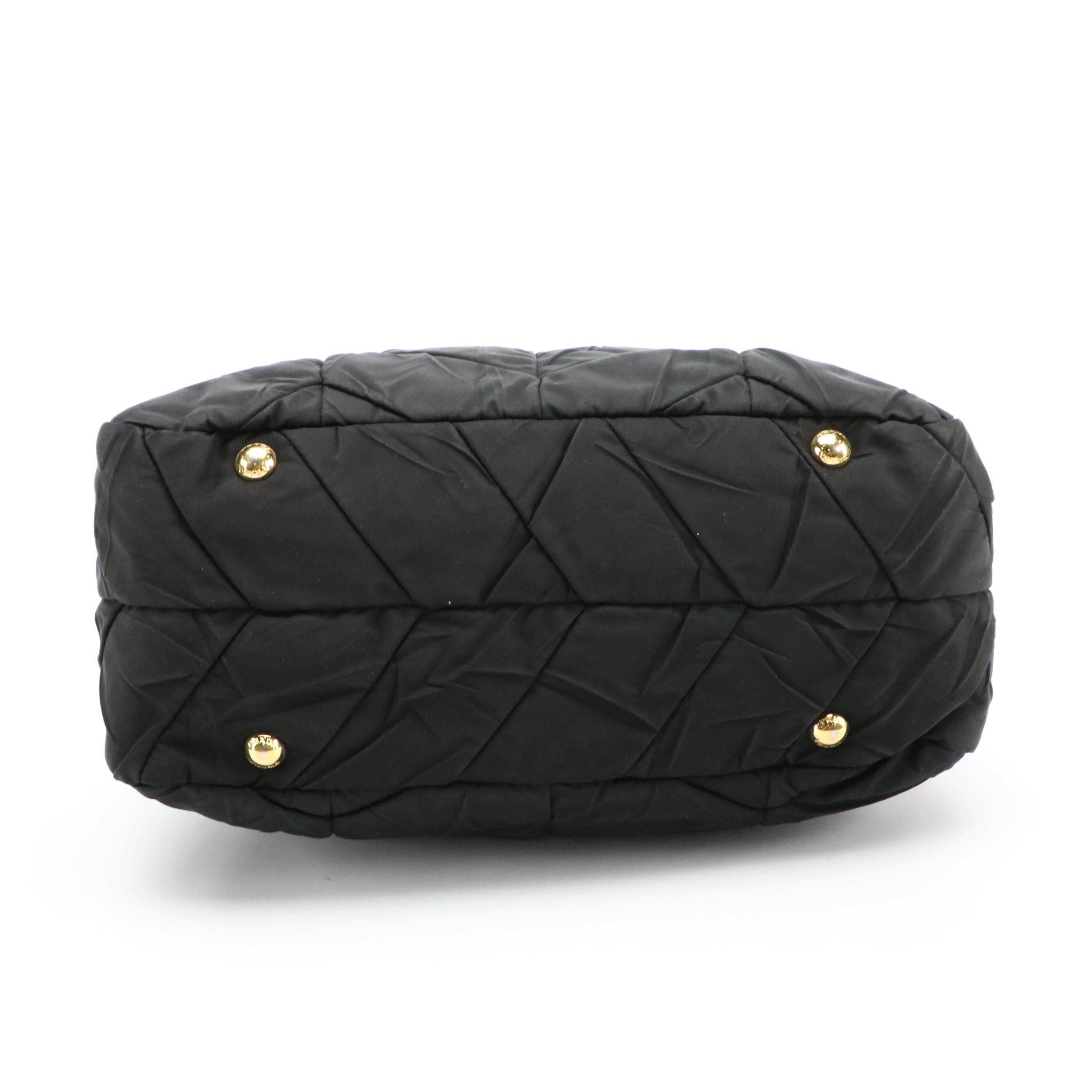 Prada Domed Chunky Chain Strap Bag in Black Chevron Quilted Tessuto Nylon