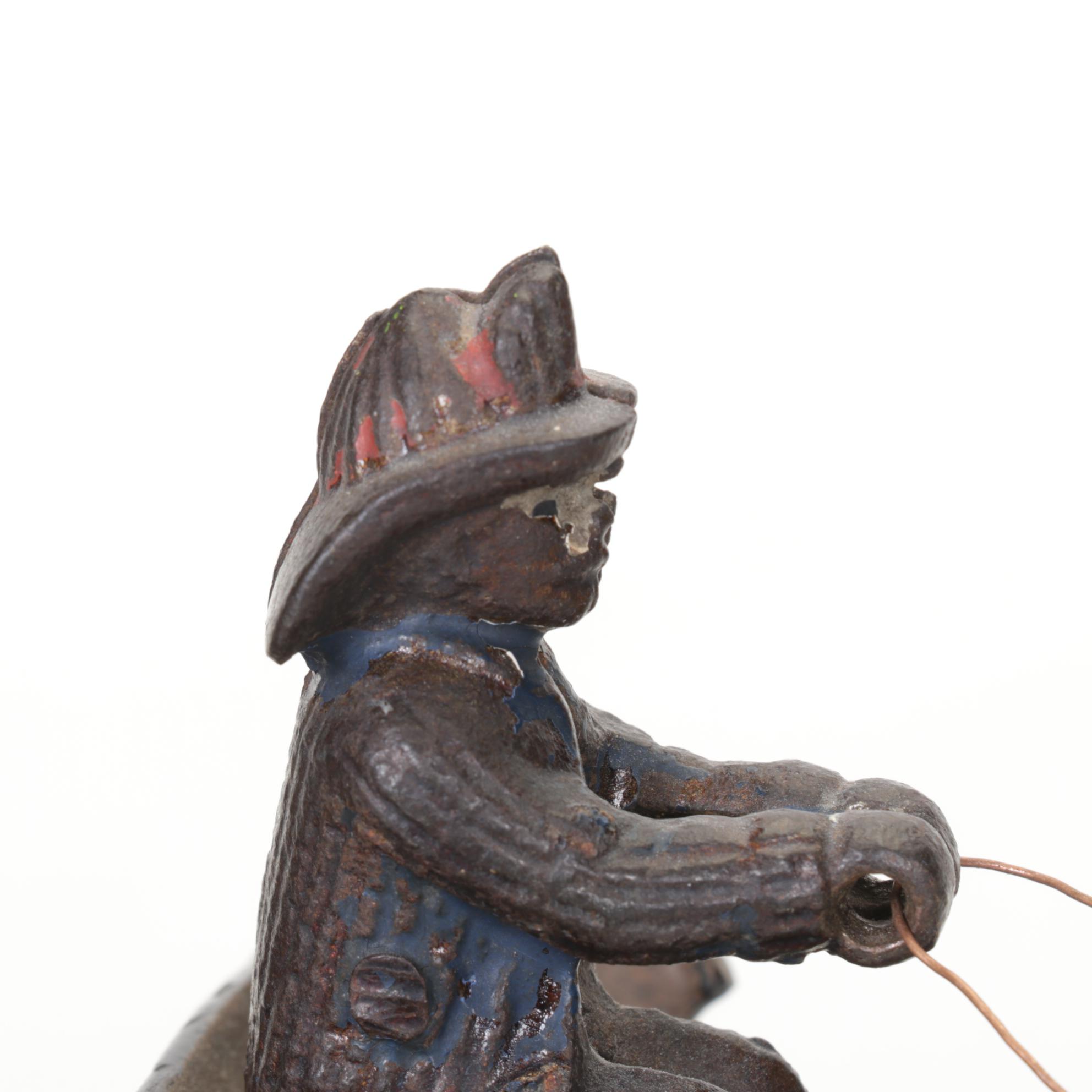 Cast Iron Fire Patrol Wagon & Firefighters, Late 19th/ Early 20th Century