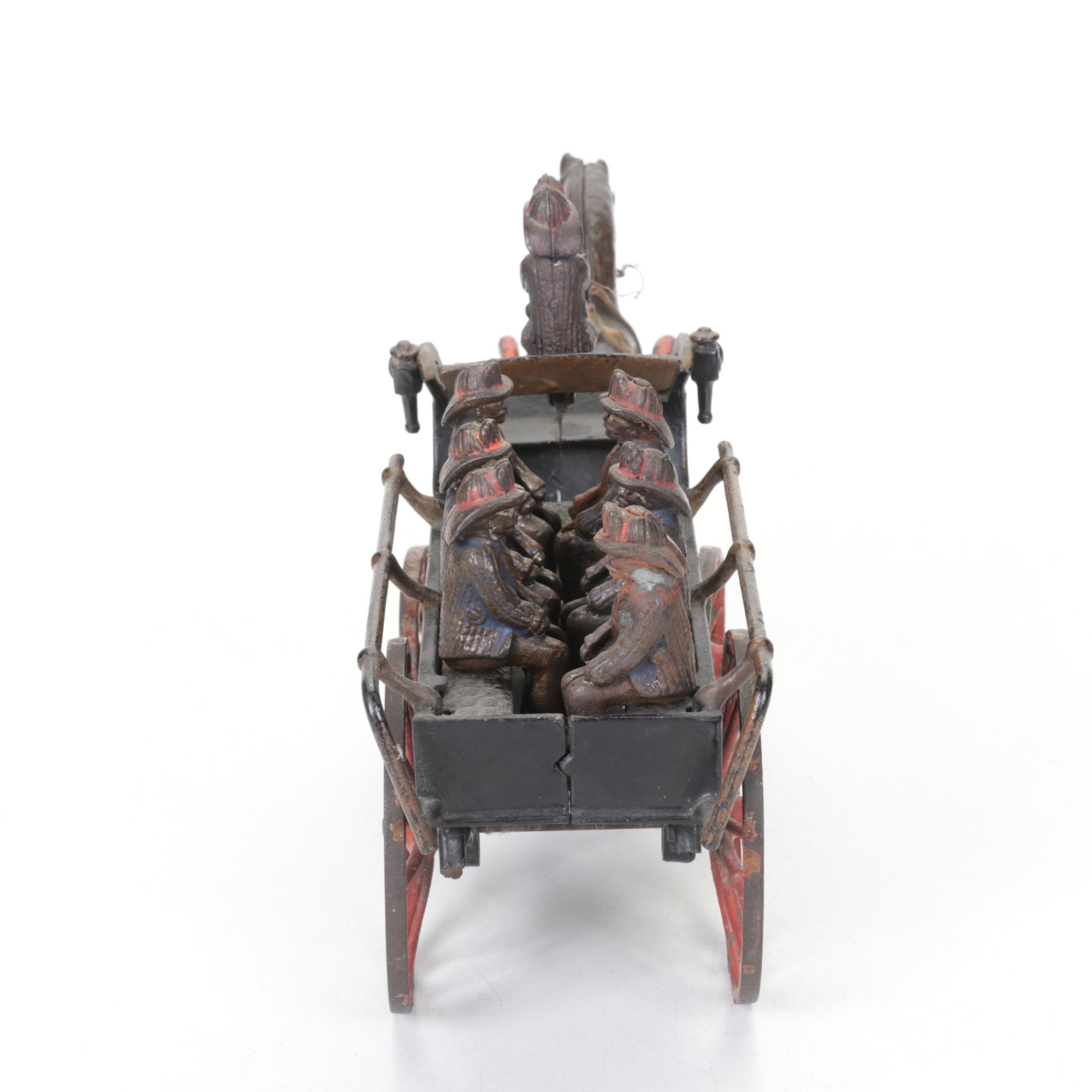 Cast Iron Fire Patrol Wagon & Firefighters, Late 19th/ Early 20th Century