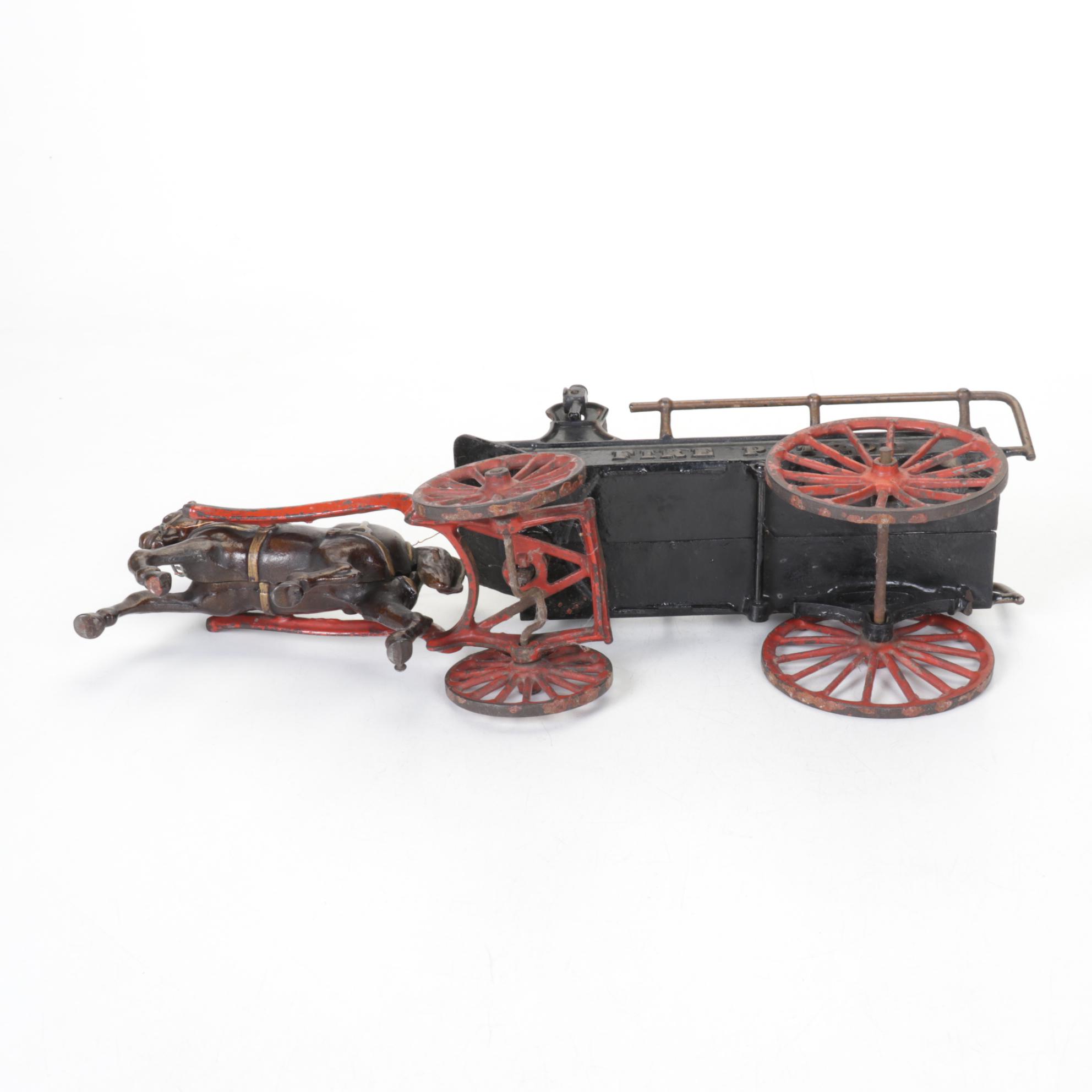 Cast Iron Fire Patrol Wagon & Firefighters, Late 19th/ Early 20th Century